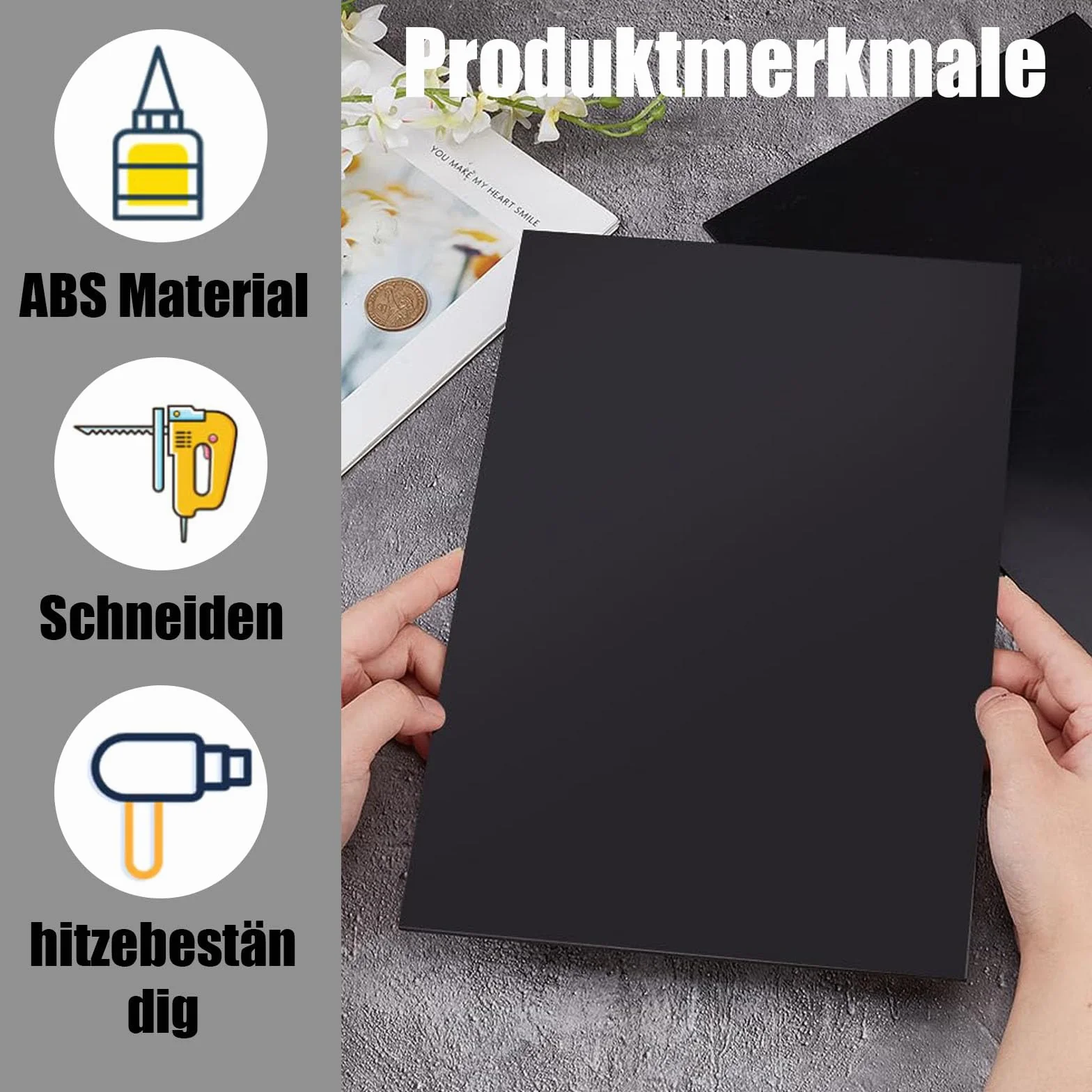Placas de Plastico ABS Negro 3mm 30x20 cm Superficie Lisa para Modelos Arquitectonicos