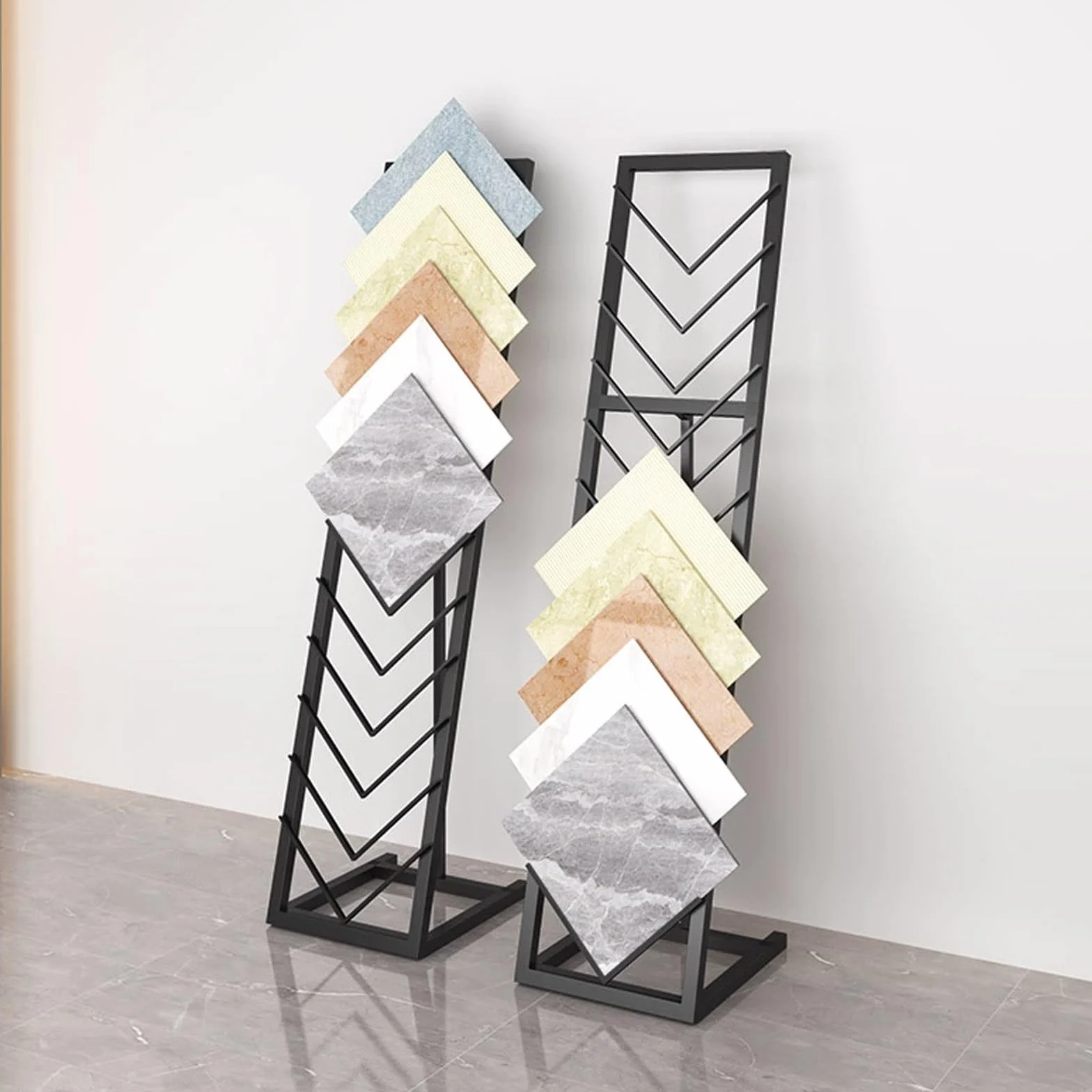 Expositor de muestras de baldosas metálicas, estante organizador de madera, soporte de almacenamiento, 50x30x150cm
