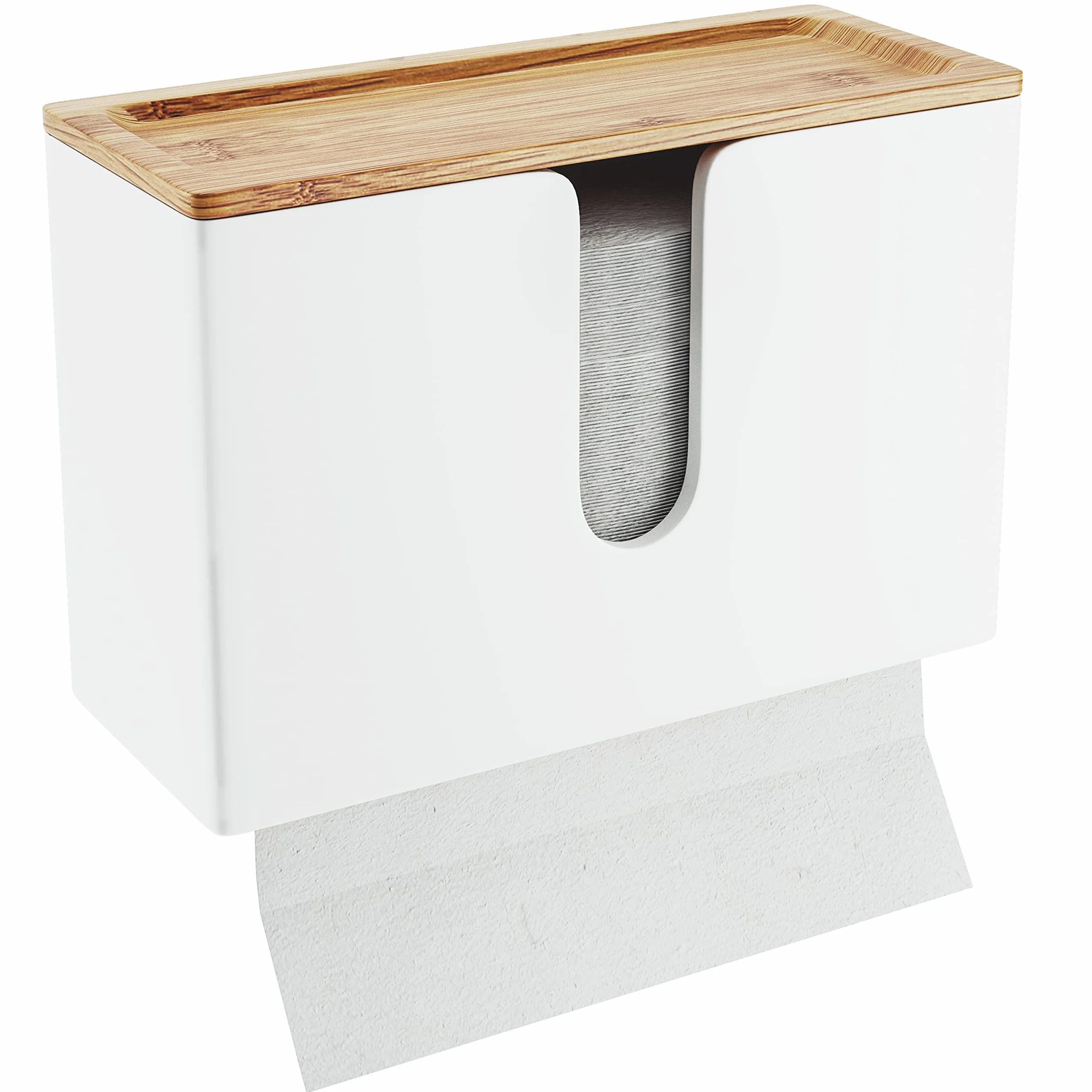 Nature Supplies Dispensador de Toallas de Madera de Bambú para Papel Secamanos Plegadas en C, Z e Intercaladas