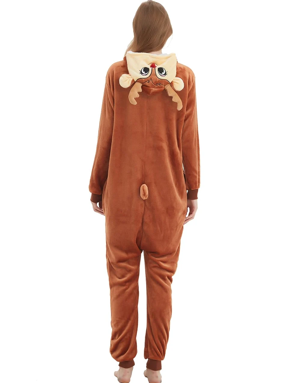 ABENCA Pijama de una pieza con diseño de ciervo y renos para mujer, disfraz de animal, Halloween, Navidad, cosplay, Marrón (Brown Reindeer), M