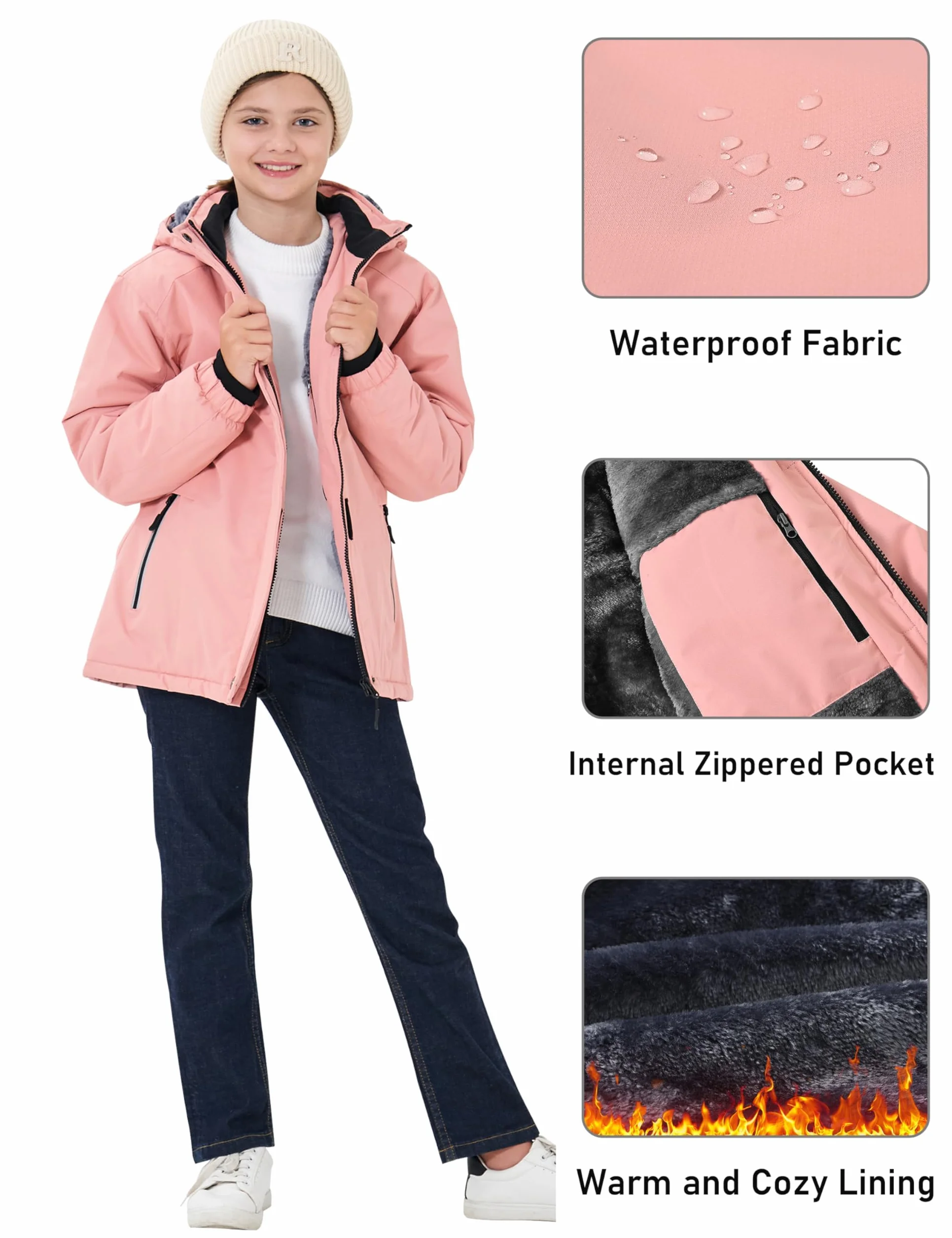 MoFiz Chaquetas Niña Invierno Chaqueta de Esquí Nina Chaqueta Ski Junior Abrigos Invierno Ski Jacket con Capucha
