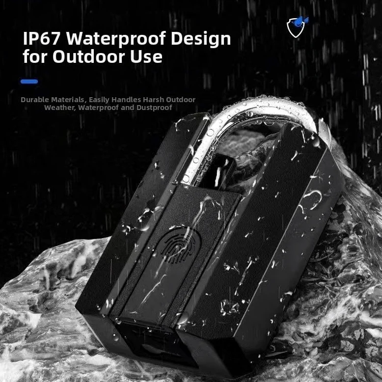 Candado inteligente de huellas dactilares, Cerradura electrónica impermeable IP67, Seguridad de cifrado AES para cajón de gabinete de equipaje, Cuerpo de aleación de zinc, Recargable tipo C