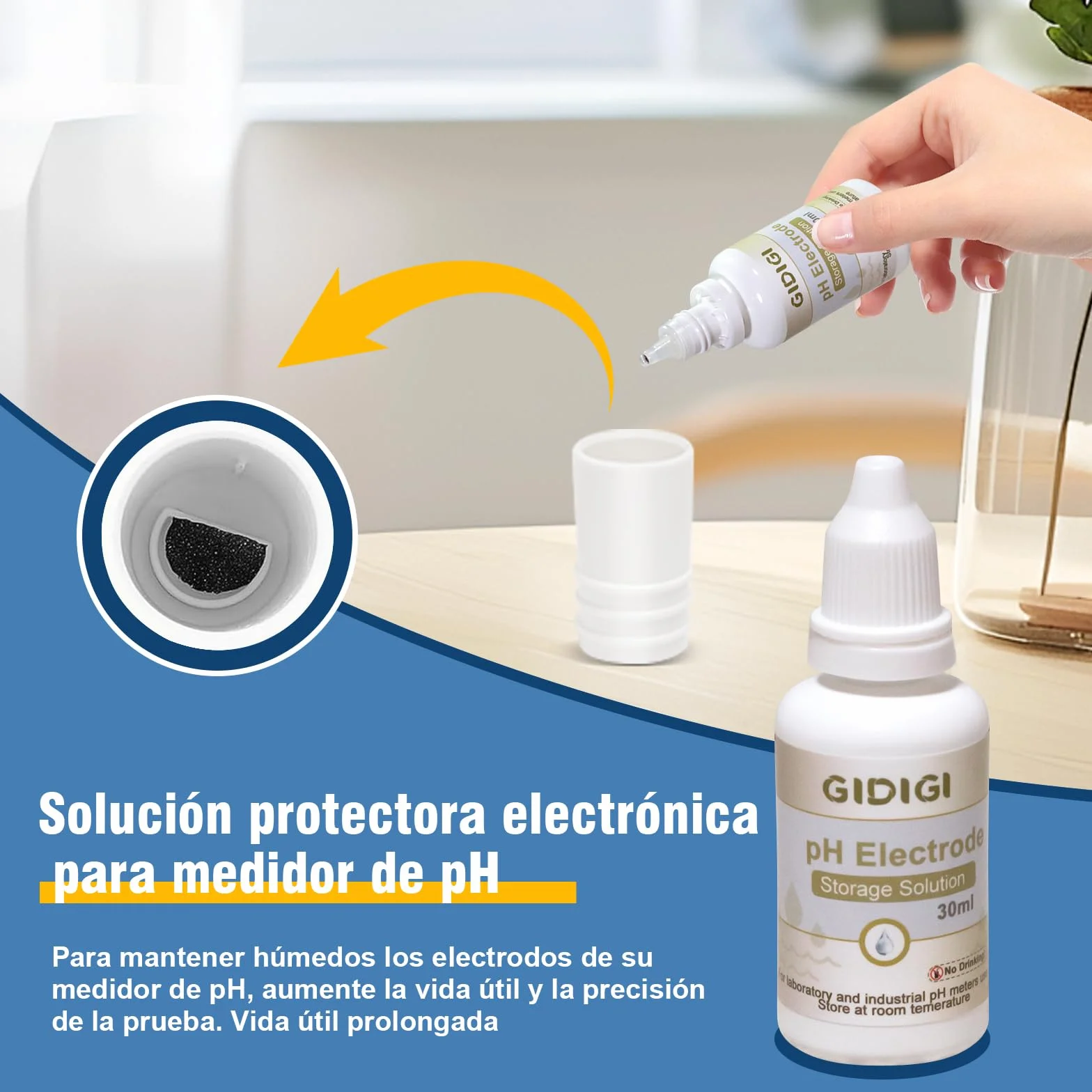 Kit de solución de calibración de medidor de pH, pH 7,00, 10,01 y solución de protección de electrodo
