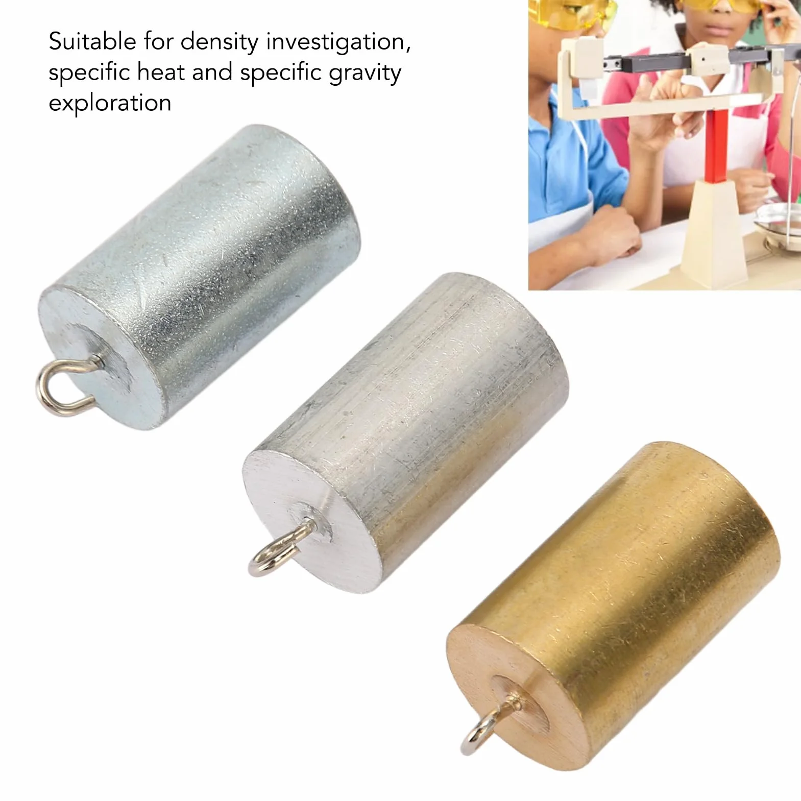 Juego de Bloques de Densidad de Metal, 3 Piezas, Cilindros de Aluminio, Hierro
