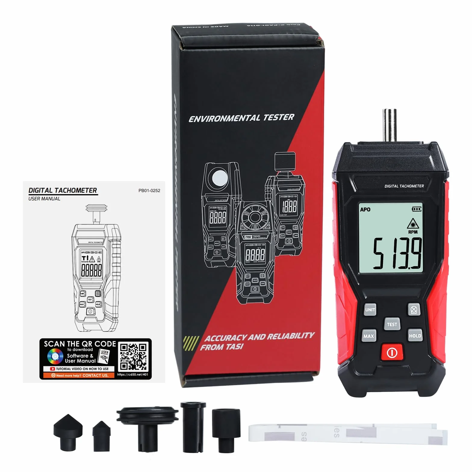 Tacómetro Digital 3~100000RPM Sin Contacto y Contacto 3-19999 RPM Mano Velocidad Metro Retroiluminación Max Min AVG RPM para Diagnóstico Automotriz Maquinaria Industrial