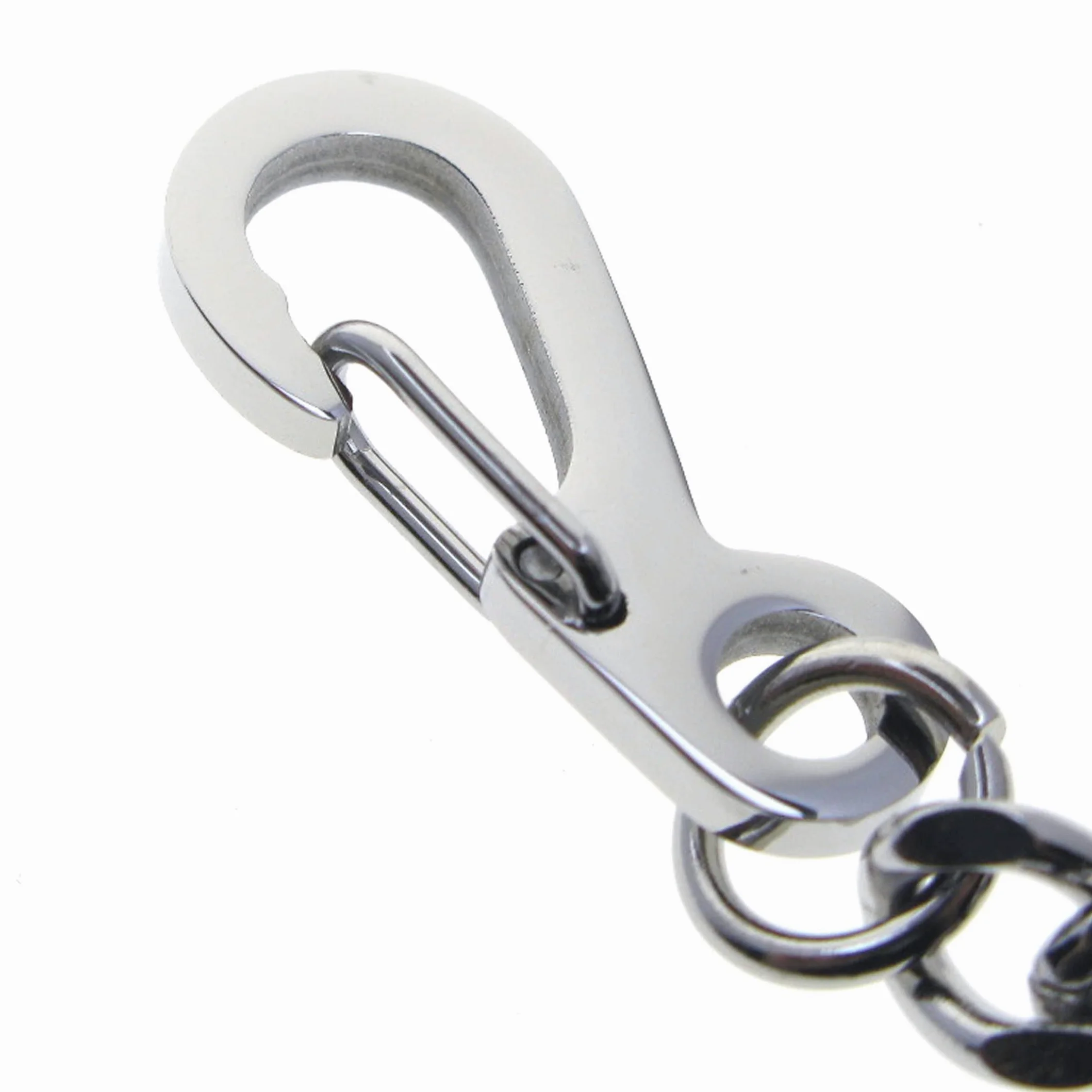 Cadena de reloj de bolsillo de acero inoxidable con cadena de eslabones de acero, clip de cinturón de acero y cierre de pulido de acero FCS90, Silver