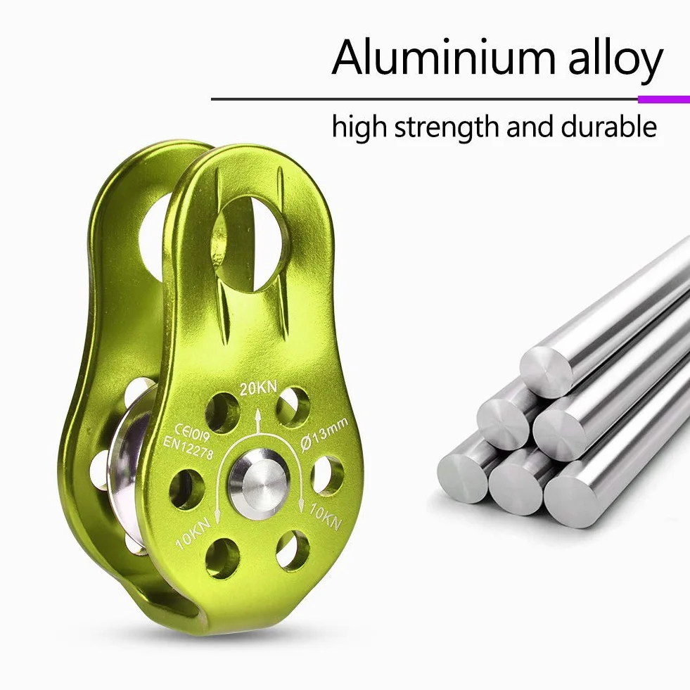 Culnflun Bloque de polea de aleación de aluminio para escalada 8-12 mm Verde