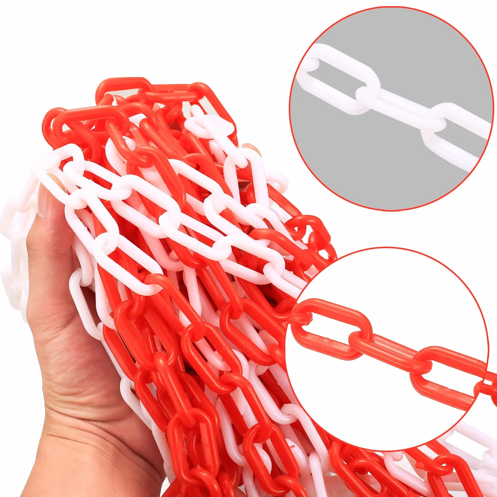 Cadenas de Plástico Rojo y Blanco 11 m x 6 mm para Barrera de Estacionamiento