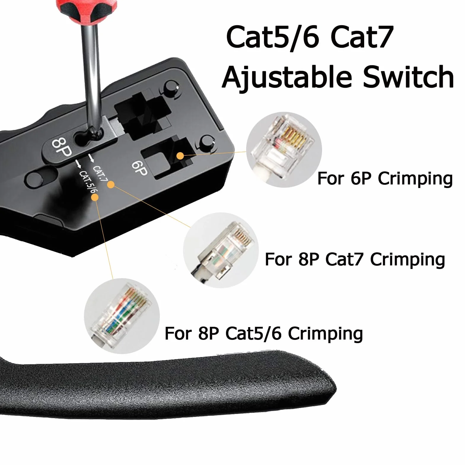 Herramienta de crimpado RJ45 RJ12 todo en uno, crimpadora Ethernet para conector modular Cat5-Cat7, con 50 conectores y cubiertas CAT6