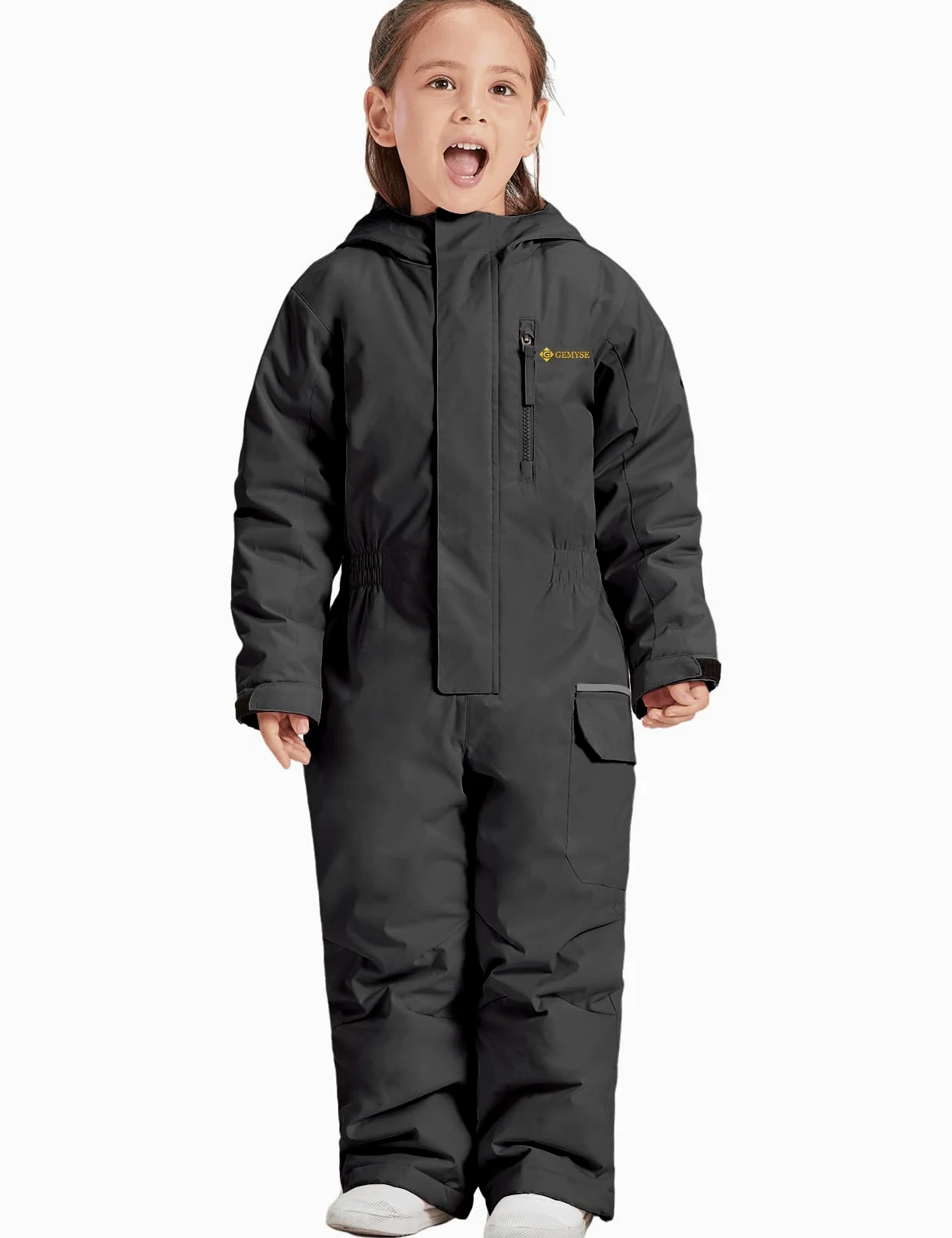 GEMYSE Trajes de esquí de una pieza para niños Jumpsuits Trajes de nieve impermeables de invierno para niños y niñas