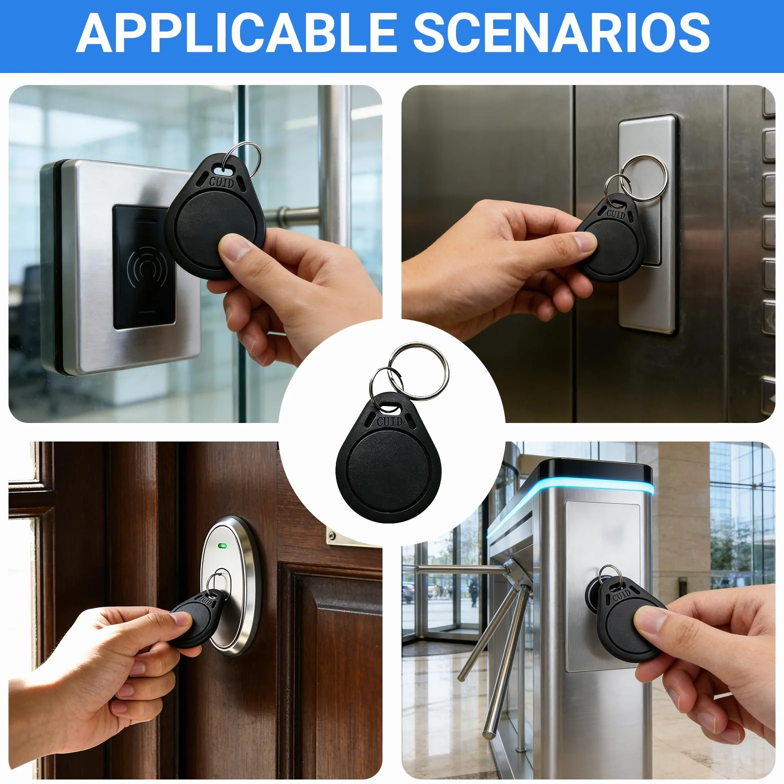 Llaveros RFID 13.56MHz CUID Programables UID Modificable Control Acceso Negro