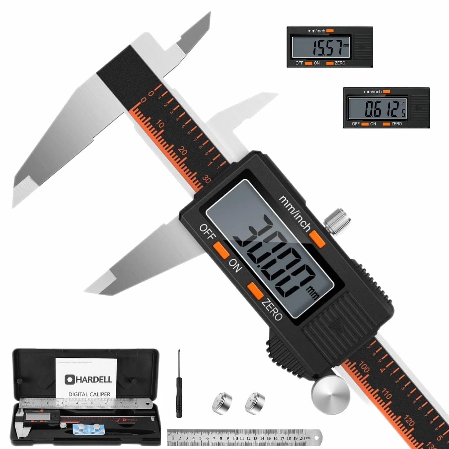 HARDELL Calibre Digital 150mm Pie de Rey Acero Inoxidable con Pantalla LCD