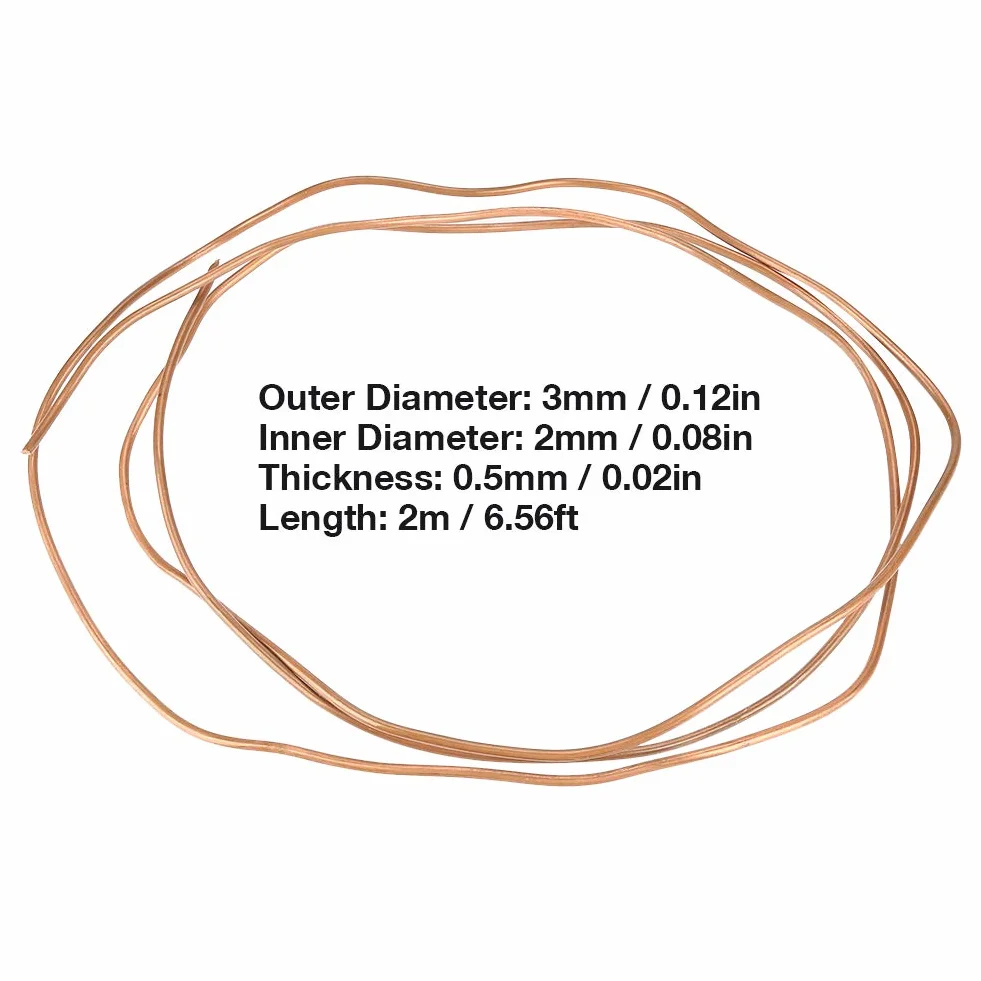 Tubo de Cobre Suave 3mm x 2mm 2m para Refrigeración