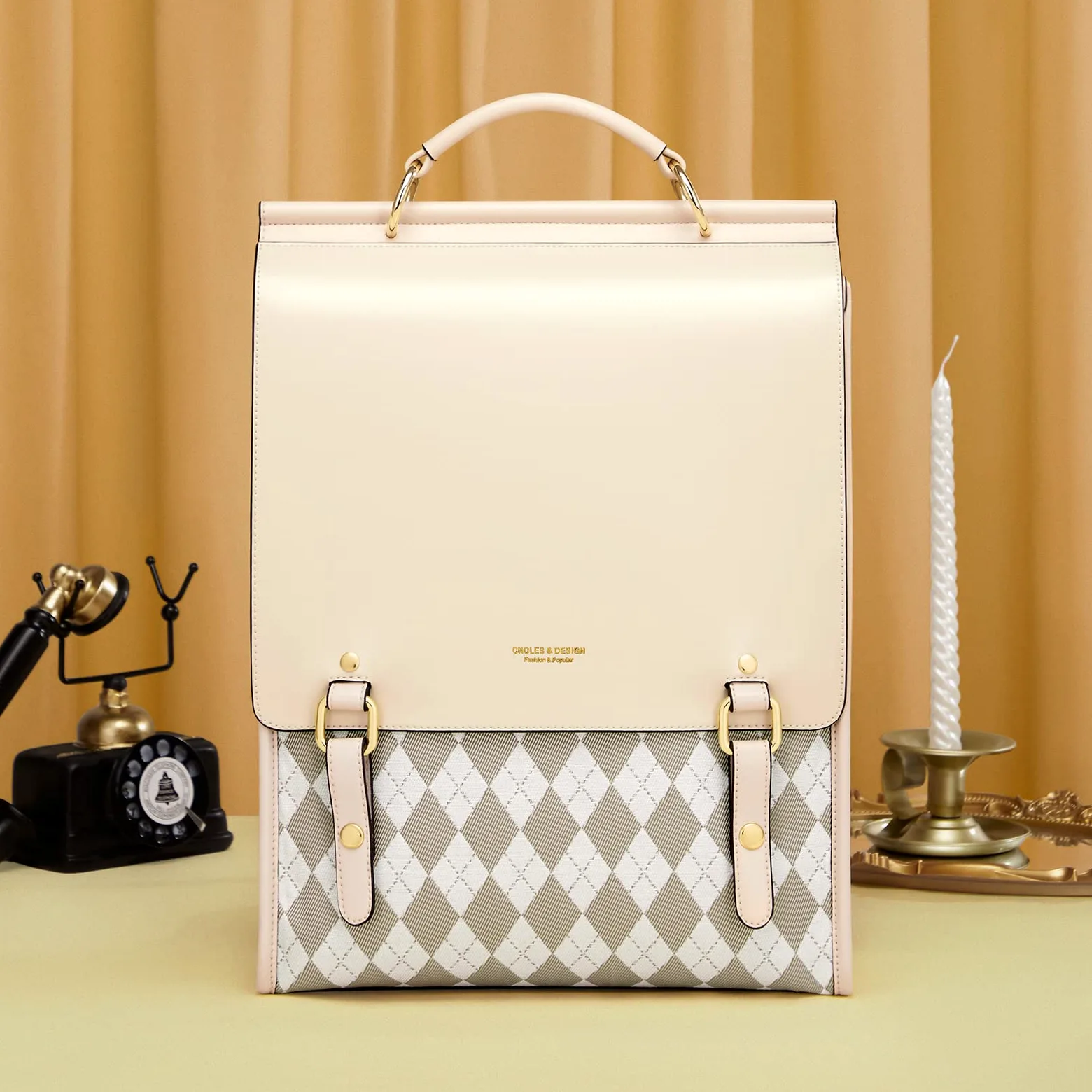 Cnolés - Mochila de piel para mujer, elegante, impermeable, para mujer, antirrobo, para mujer, mochila de piel antirrobo, para mujer, para ordenador portátil, Beige-3268, large, Elegante