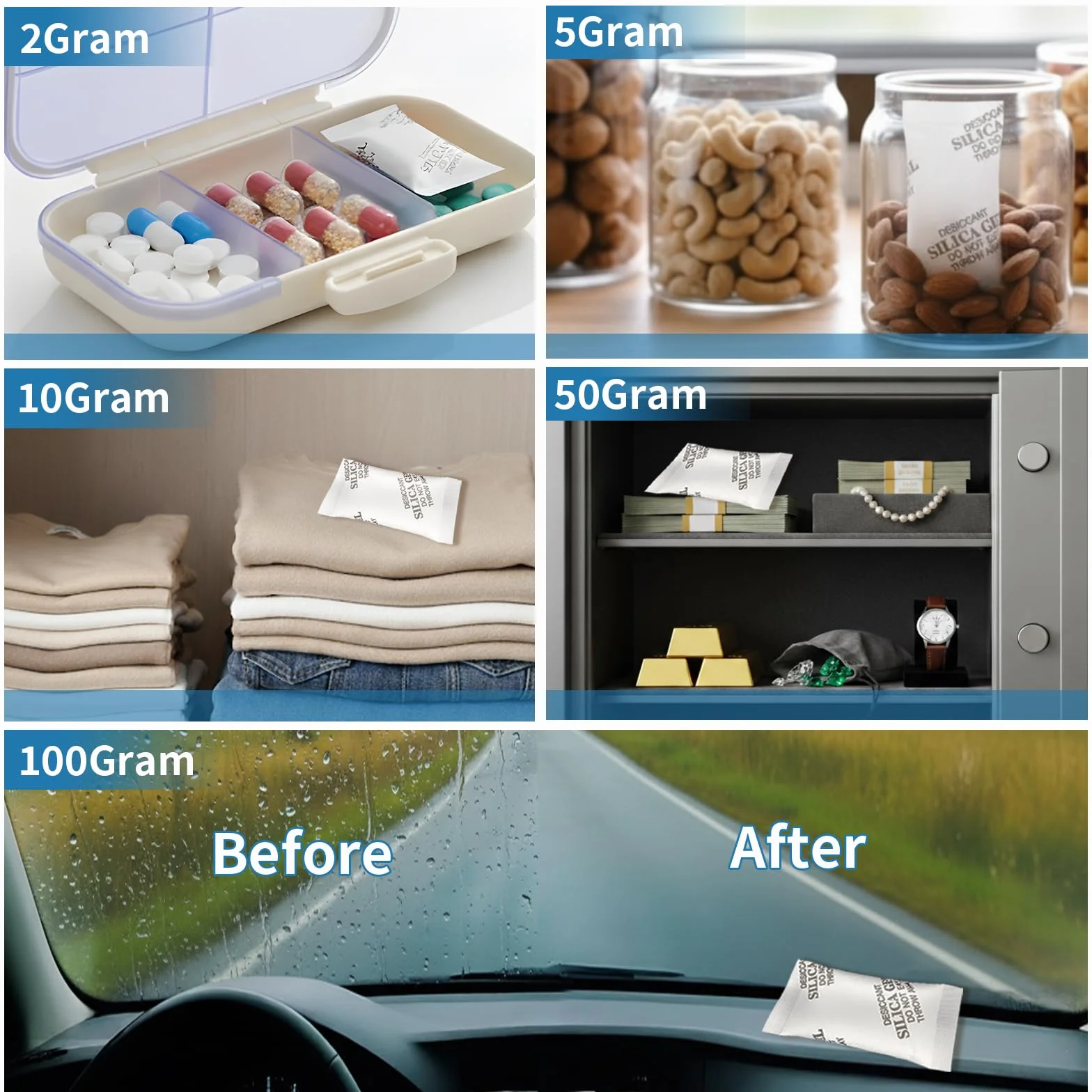 Silica Gel Desiccant Packets 20 Gramos (30 Paquetes) Moisture Absorber for Storage