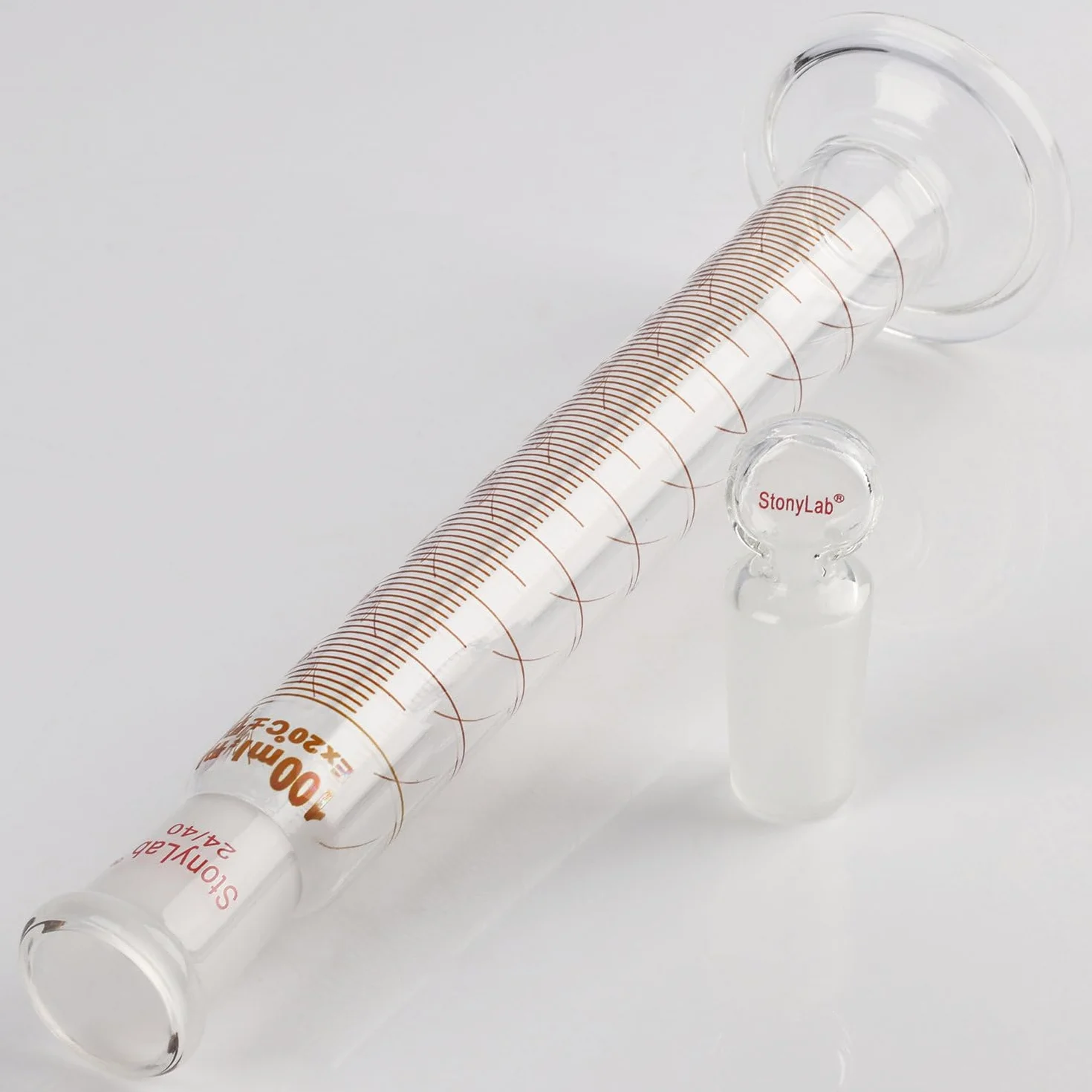 Stonylab Matraz de Vidrio de Borosilicato 100 ml con Junta 24/40 y Tapón