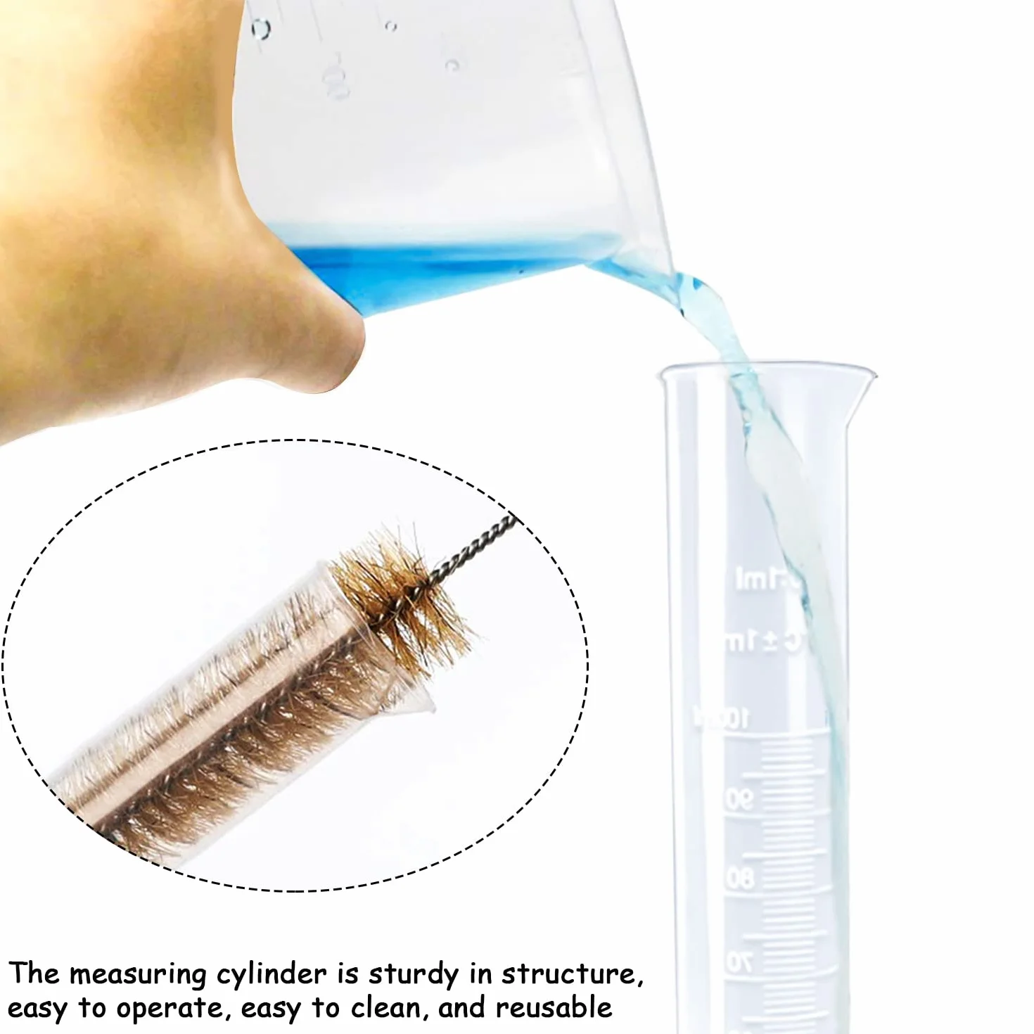Cilindro Graduado de Plástico 50 ml 100 ml Probeta para Laboratorio Científico