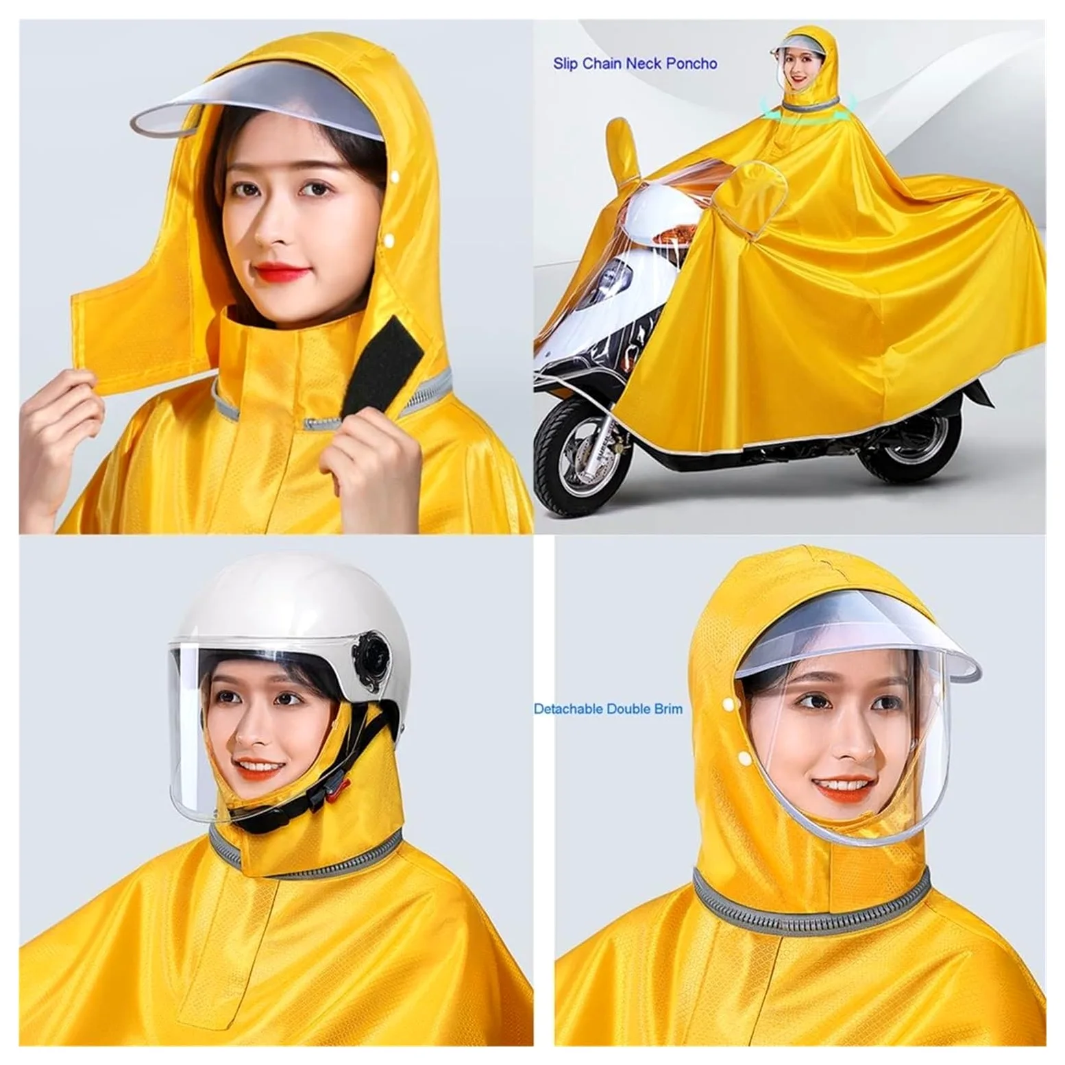 Poncho de lluvia para scooter de movilidad, Capa de lluvia unisex a prueba de viento con cubierta de espejo retrovisor, for motocicleta E-bike (color: rojo, tamaño: M)