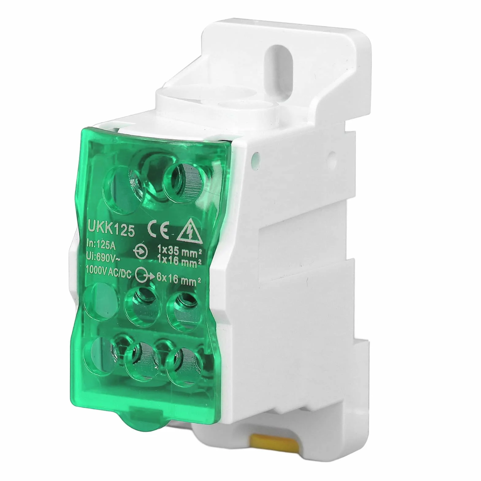 Tyenaza Caja de Distribución de Terminales UKK-125A, C45 Unipolar, para Gabinetes de Energía (Verde)