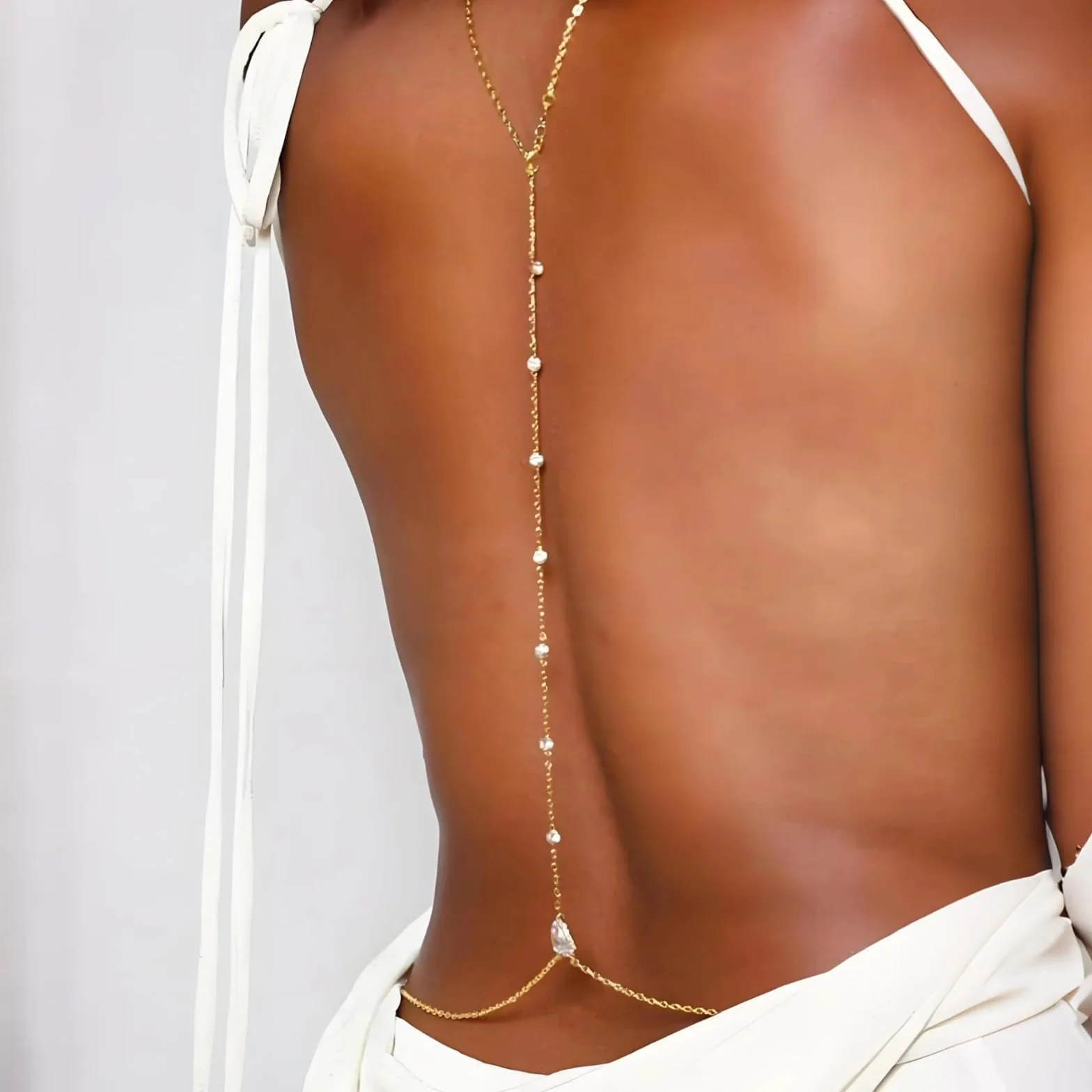 Cadena de Espalda para Mujer, Cuerpo Collar De Cadena Rhinestone Back-drop Collar Sexy Cuerpo Arnés De Cadena De Joyería para PlayaFiesta de Graduación