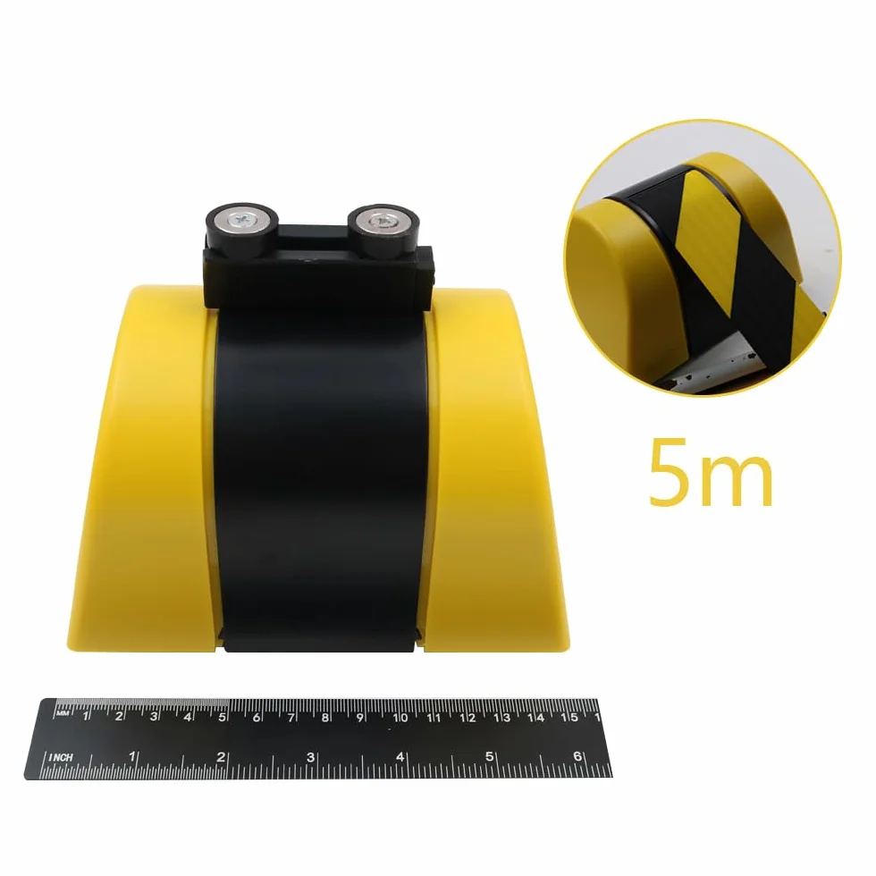 POFET Cinta de Barrera para Colas retráctil magnética de 5m, Negro/Amarillo