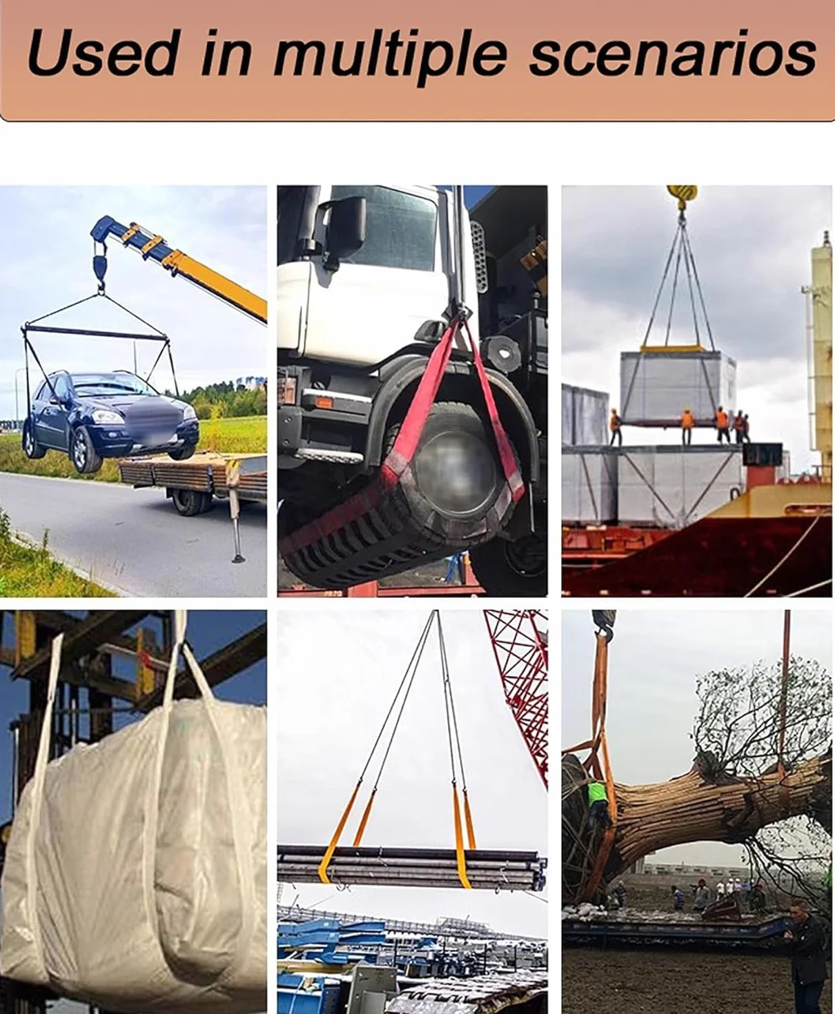 Eslingas de elevación planas de alta resistencia 1 ton 8 m 4 capas trenzada industrial