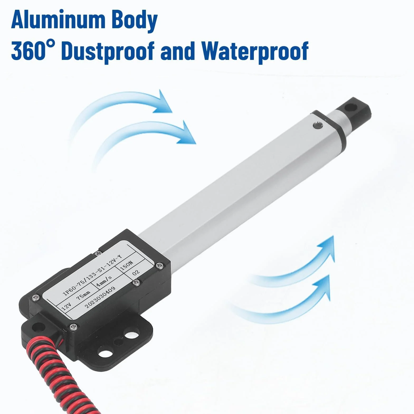 Actuador Lineal Eléctrico 75mm 150N 12V Aleación de Aluminio Mini Motor