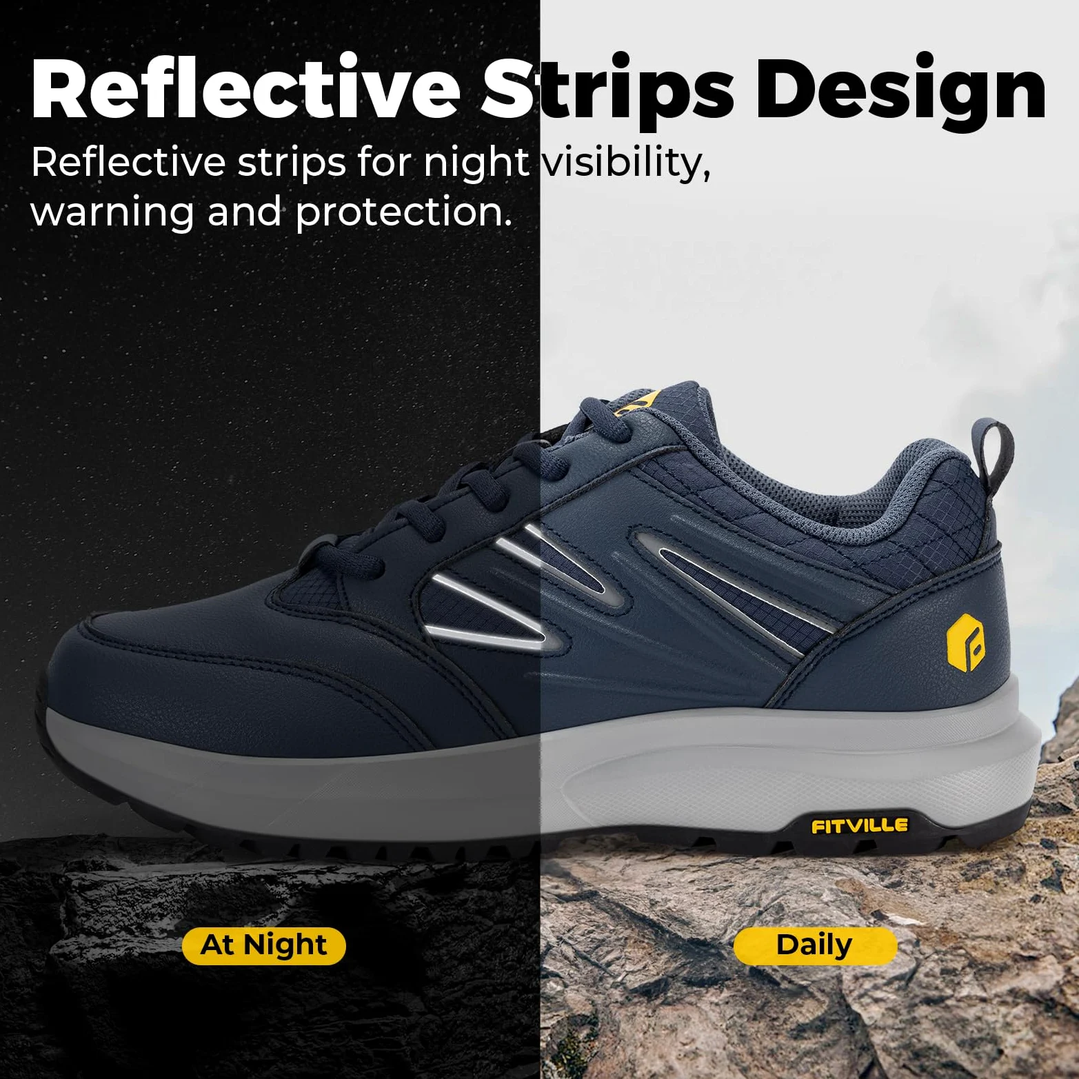 FitVille Anchos Zapatos de Senderismo Hombre para Correr Impermeable Exterior Zapatillas de Deporte Ligeras Transpirables con Soporte para Arco
