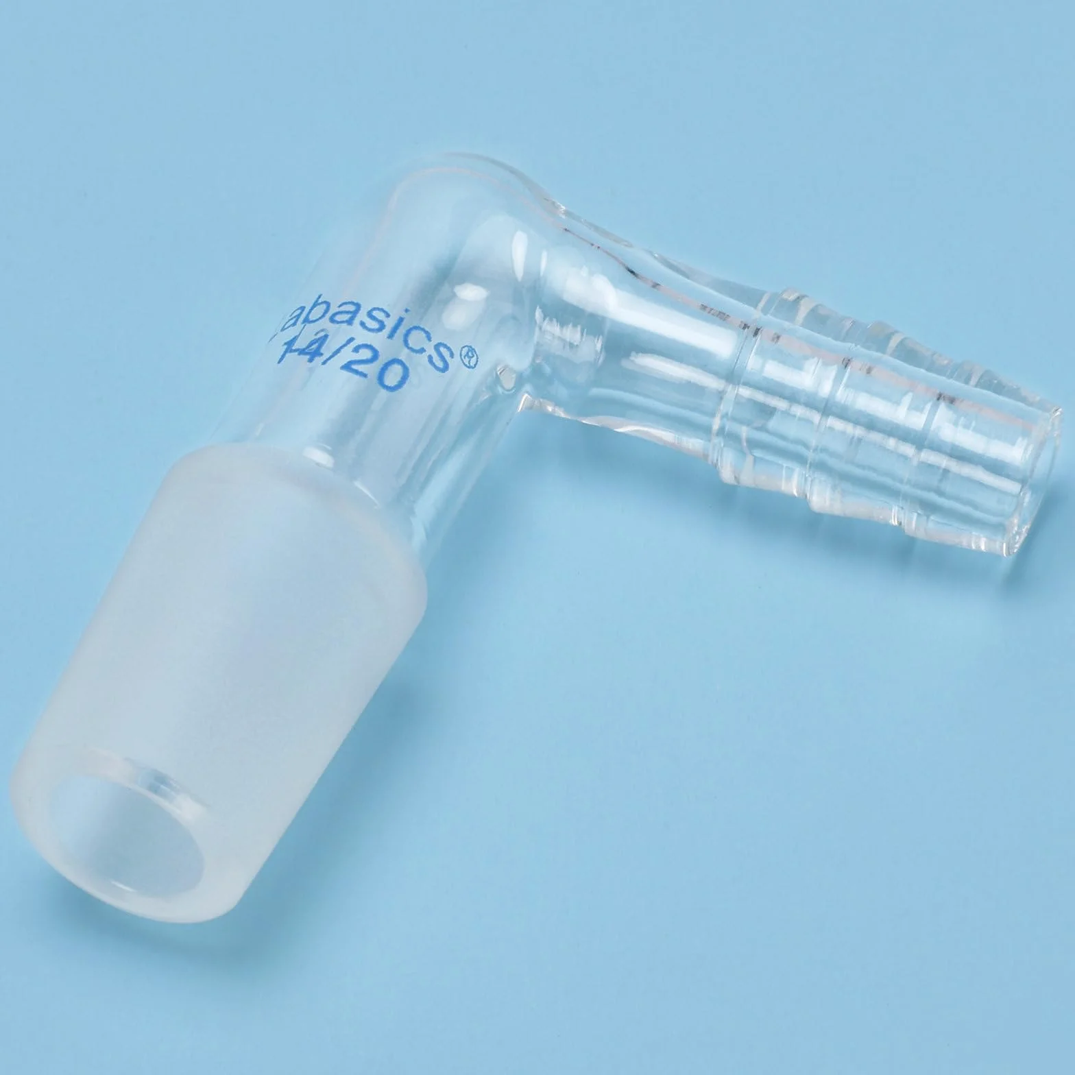 Labasics Adaptador de Vacío de Vidrio de 90 Grados, Junta Interior 14/20, Manguera para Laboratorio