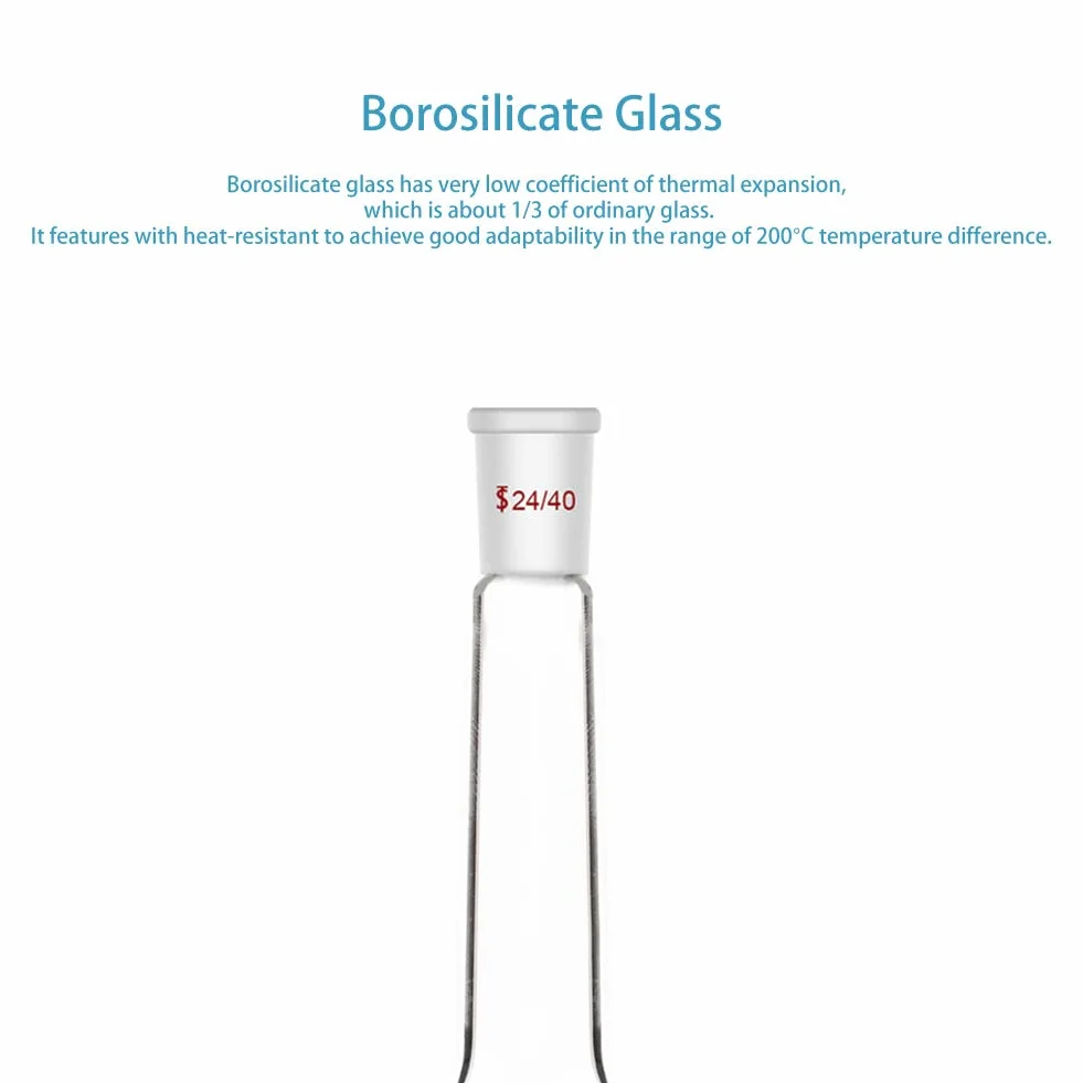 Kjeldahl Flask, Heavy Wall Borosilicate Glass Round Bottom Flask, 24/40 Standard Taper Joint, 500 ml
