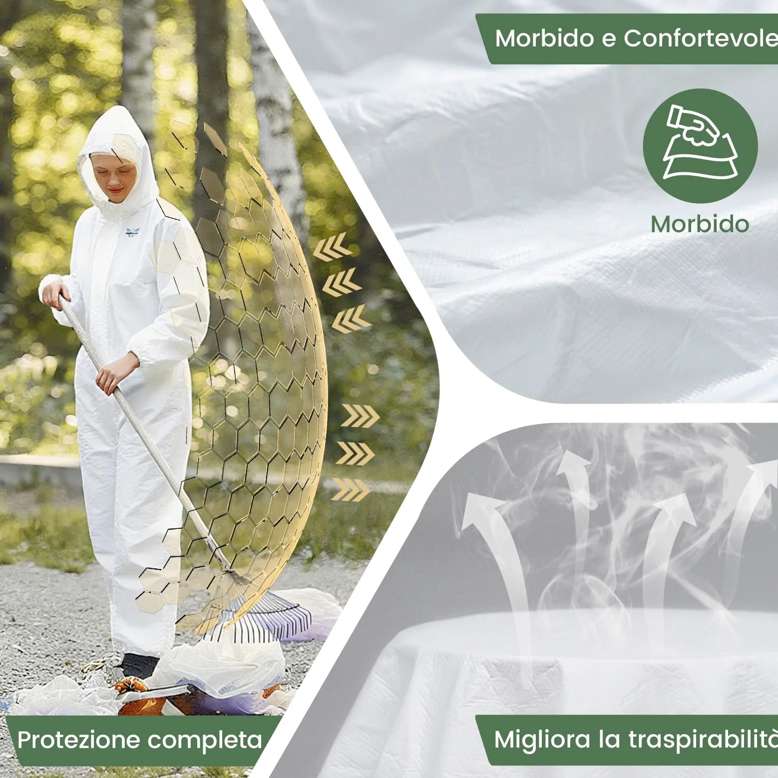VigiFront Mono Desechable, 5/25 Piezas, Traje de Protección Desechables, 7 Opciones de Tallas, Con Muñecas, Tobillos y Capucha Elásticos