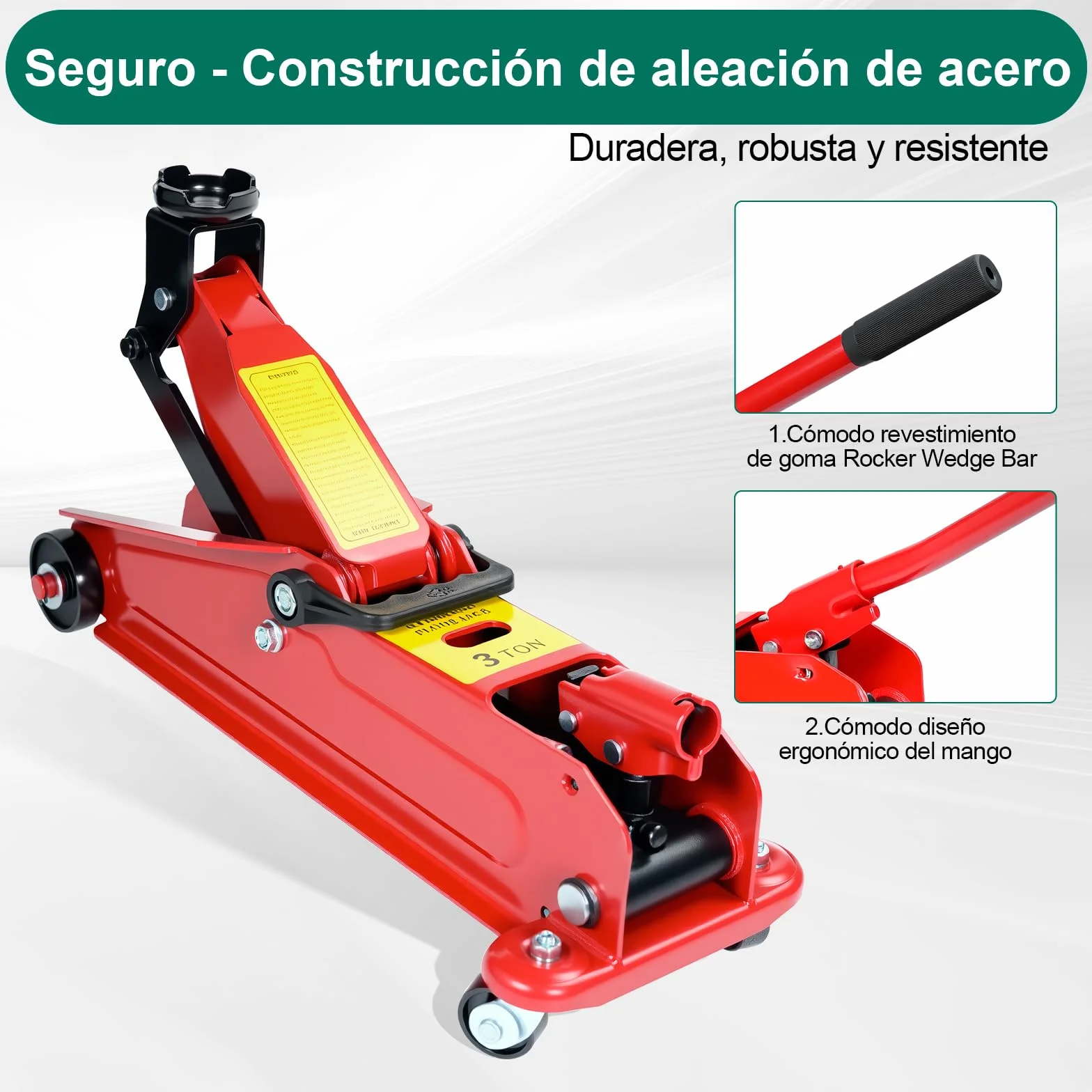 HYCHIKA Gato Hidraulico 3T 135-370 MM 360° Ruedas Giratorias para Coche
