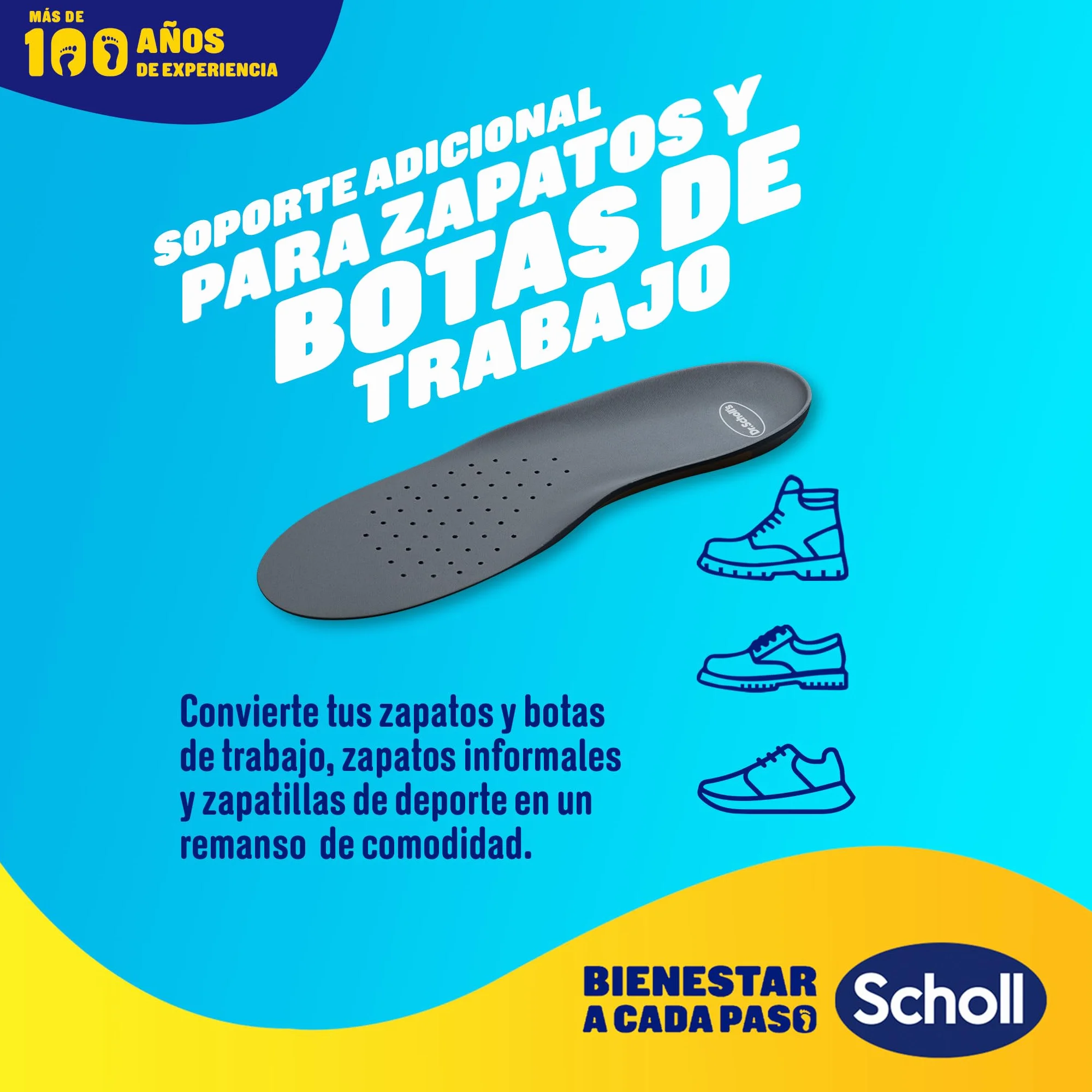 Dr. Scholl's Extra Reforzadas Plantillas para Hombre, Soporte del Arco, Absorción de Impactos, Pies Anchos, Corpulentos
