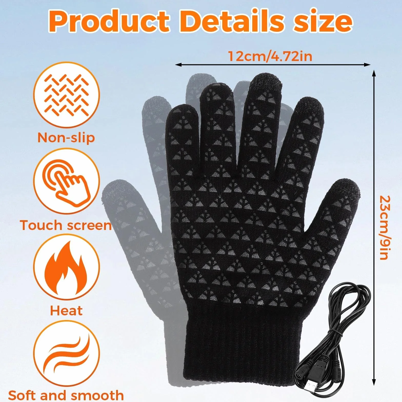 HENGBIRD Guantes calefactables USB eléctricos con pantalla táctil para invierno esquí ciclismo