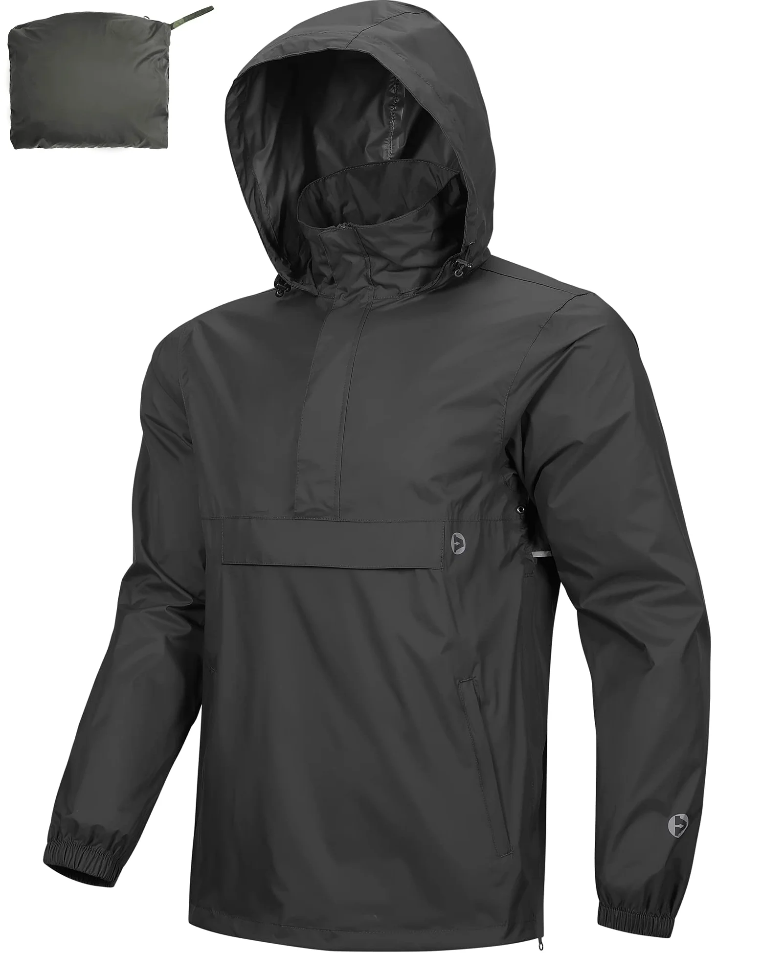 Outdoor Ventures Chubasquero para hombre suéter impermeable con capucha chaqueta reflectante plegable chaqueta ligera para bicicleta cortavientos transpirable chaqueta softshell para senderismo correr