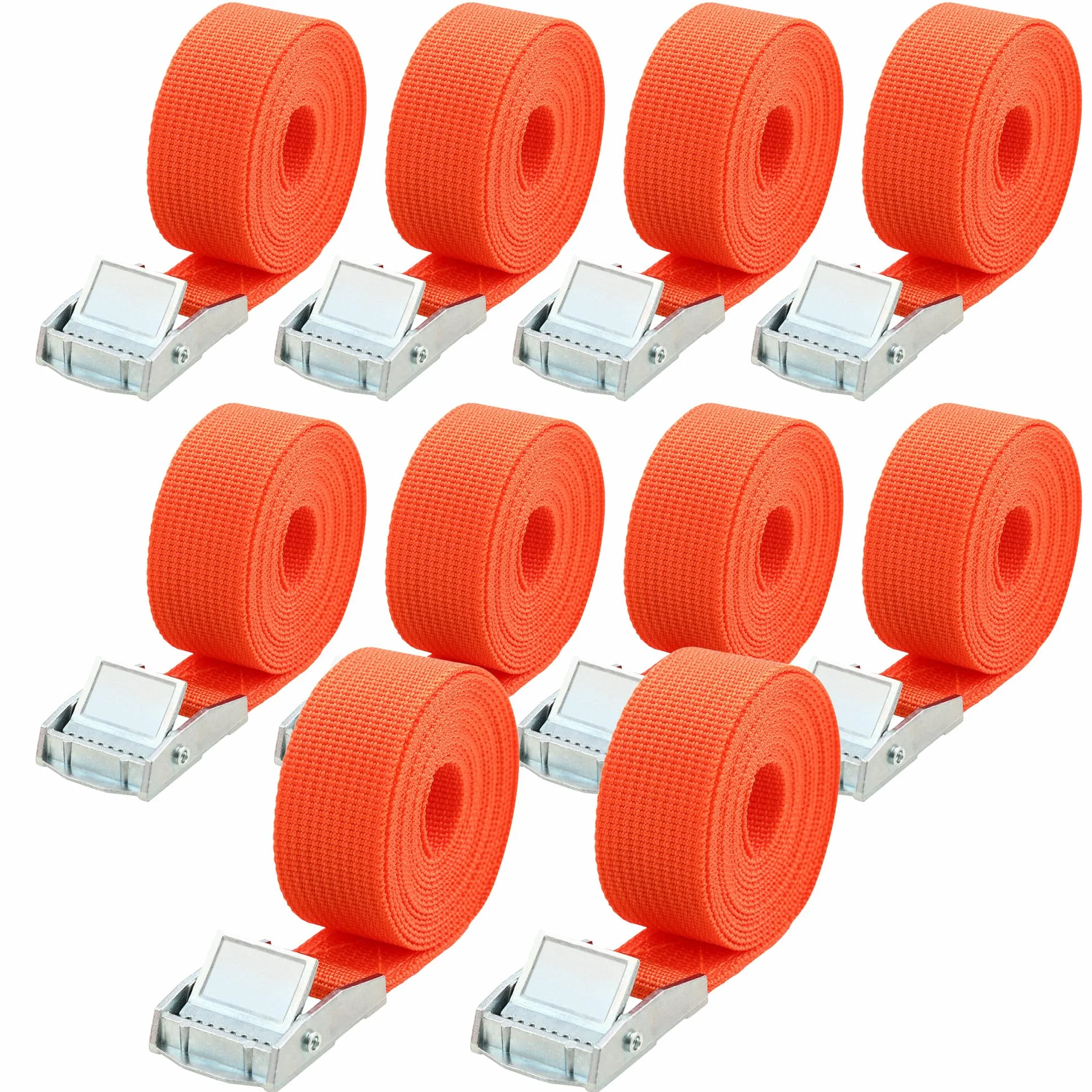 Cinchas de Amarre 25mm x 2m Correas Tensoras Naranja DIN EN 12195-2 para Motos Furgonetas Bicicletas