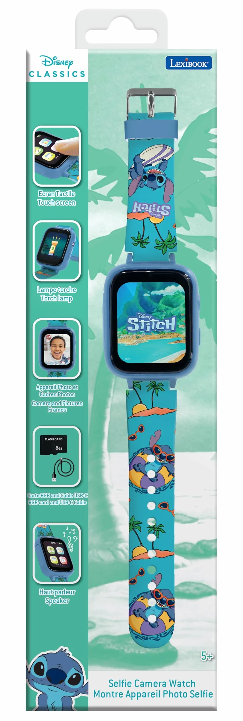 Lexibook Reloj con Cámara Selfie Pantalla Táctil HD 720p MP3 Altavoz Podómetro 5 Juegos DMW070