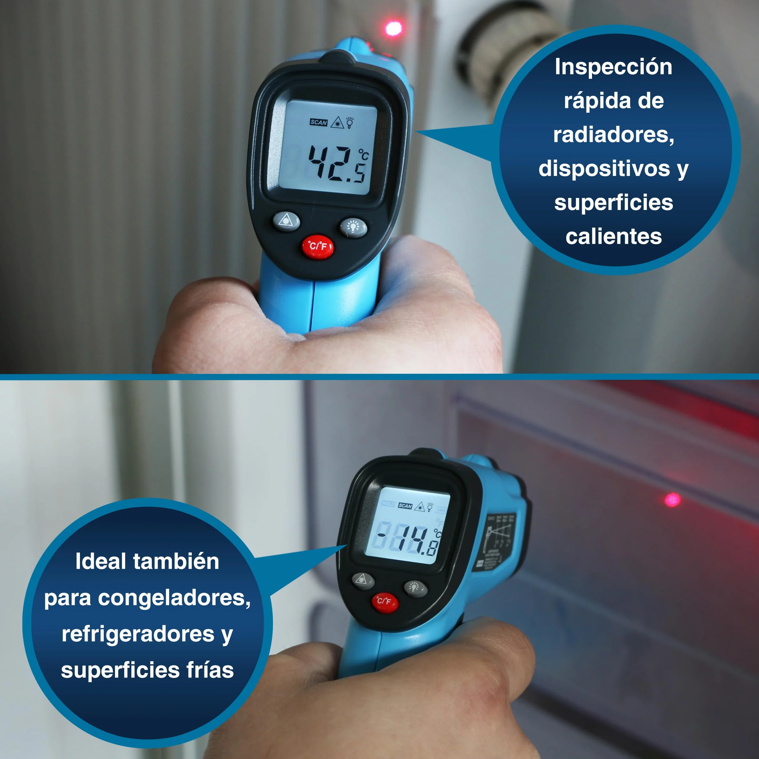 PeakTech 4940 Termómetro infrarrojos láser -50°C 600°C relación 12:1 medición rápida temperatura superficial 0,5s