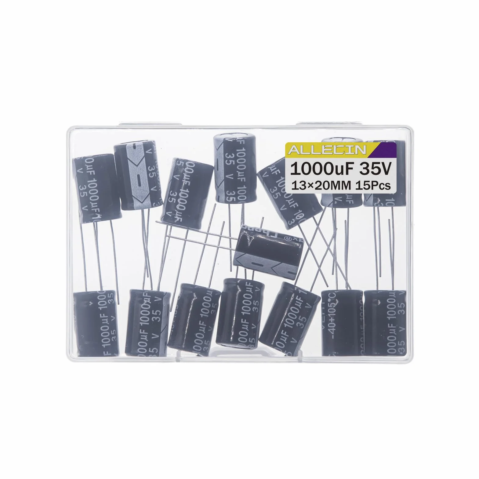 Condensadores Electroliticos 1000uF 35V 13x20MM Aluminio 105°C Paquete de 15 Piezas