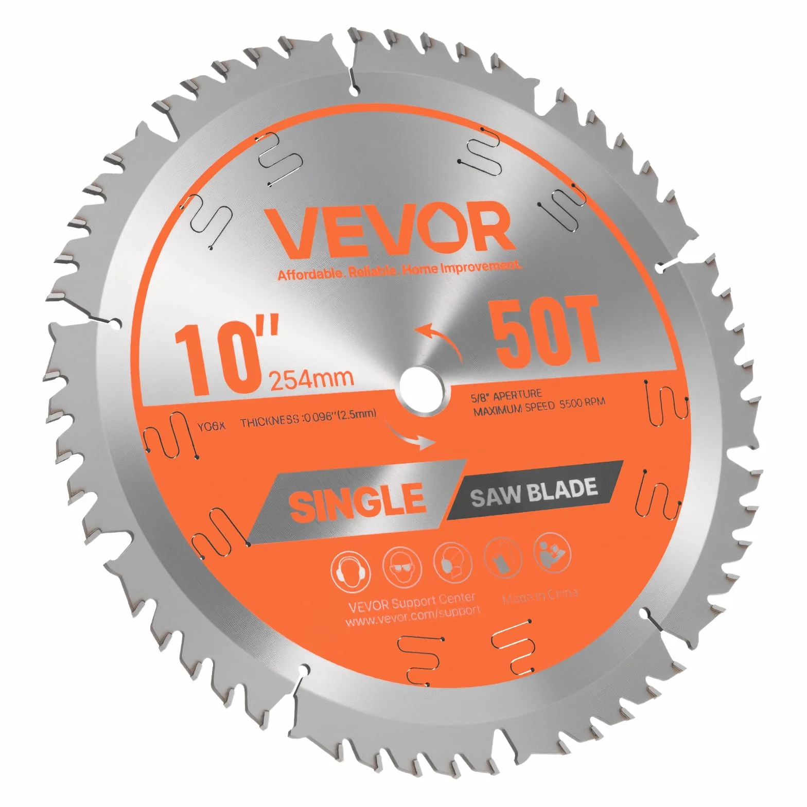 VEVOR Hoja de Sierra Circular 254 mm 50 Dientes Aleación 15,875 mm Mandril