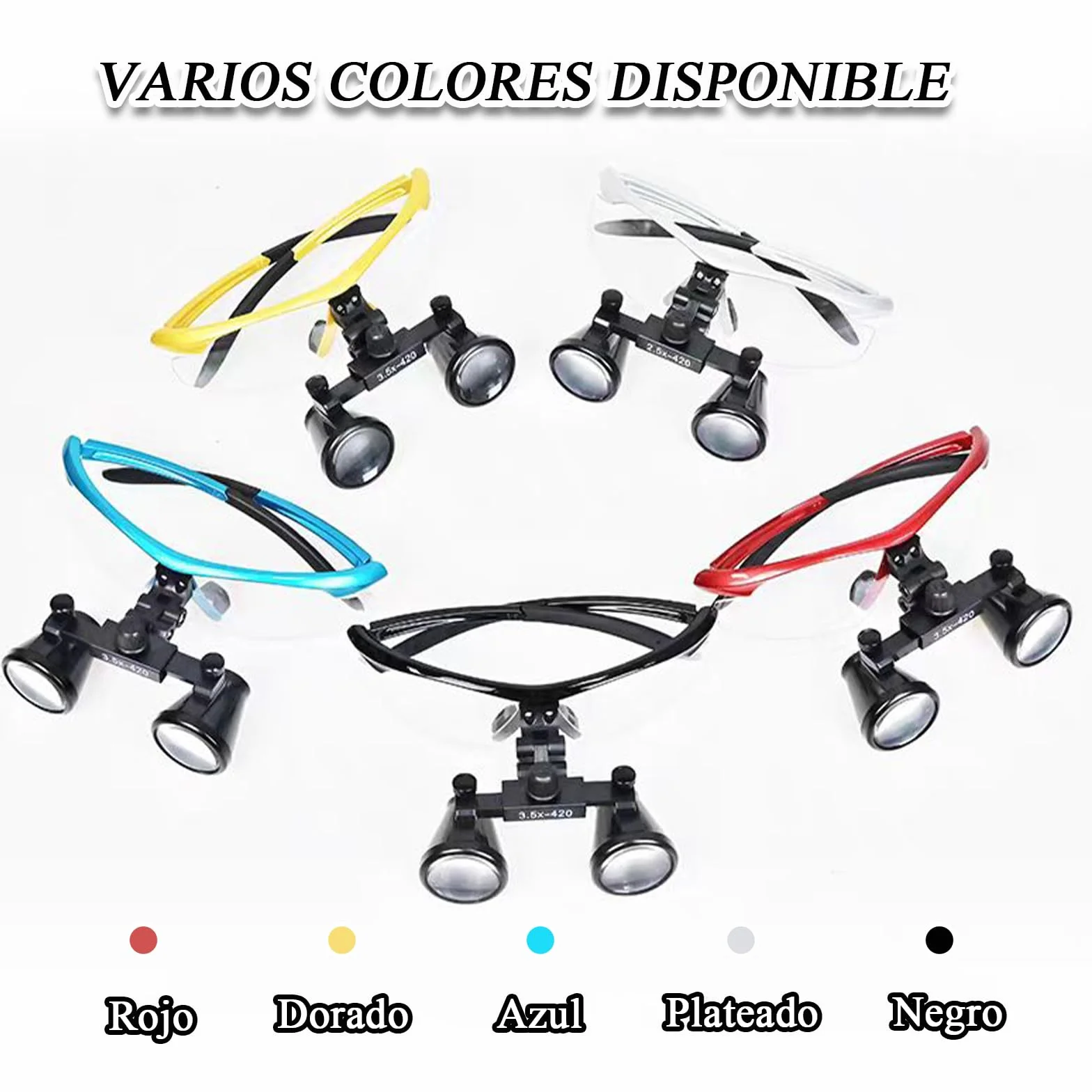 Gafas Aumento Dentista 3.5X Lupa Dental Profesional con Luz LED Distancia Interpupilar Ajustable 50-60 mm
