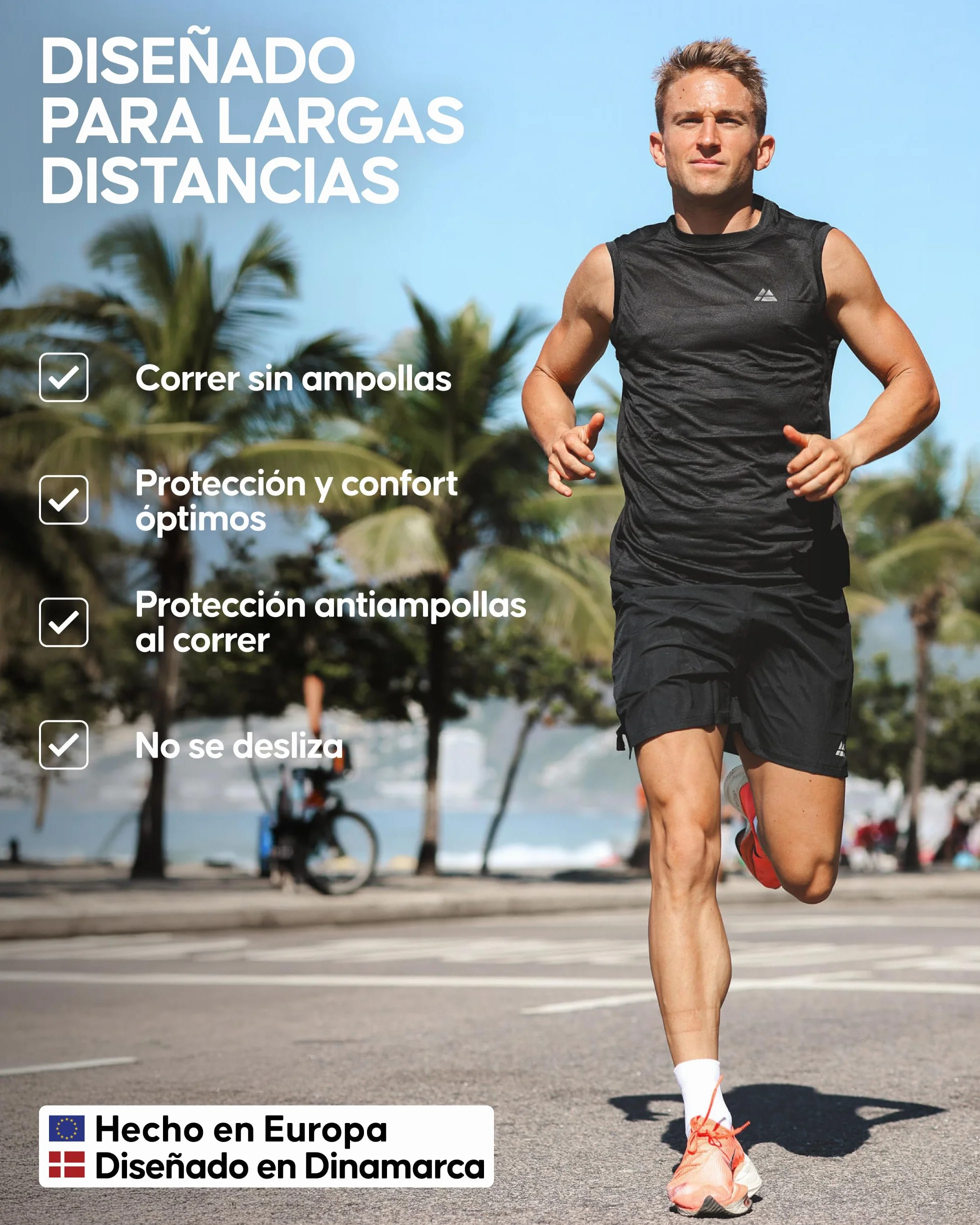 DANISH ENDURANCE Calcetines de Running Unisex Antideslizantes Antiampollas 3 Pack