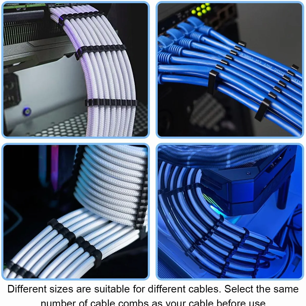 Peine para cables de PC Kit 32 piezas Gestión de cables PSU modular 12+4P 16P 24P 8P 6P 4P