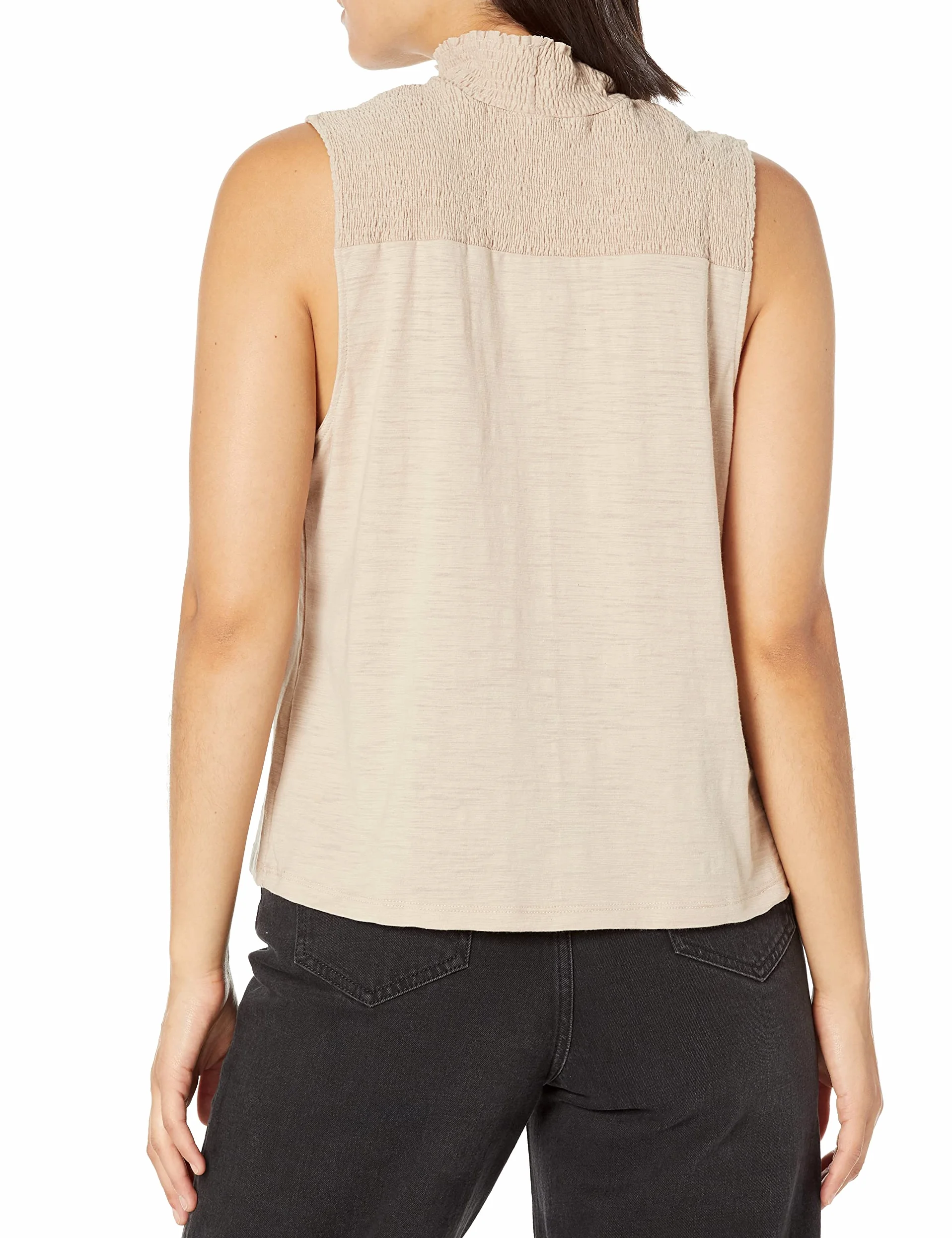 Lee Camiseta Sin Mangas de Cuello Alto Fruncida Camisa Cami Mujer
