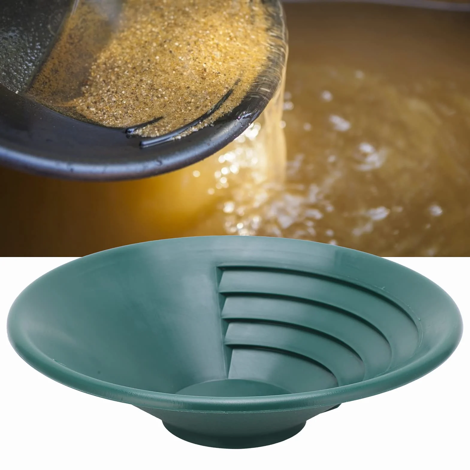 Bandeja de Prospección Oro 260mm Equipo Manual Lavado Minería Recuperación Oro Fino Tamiz