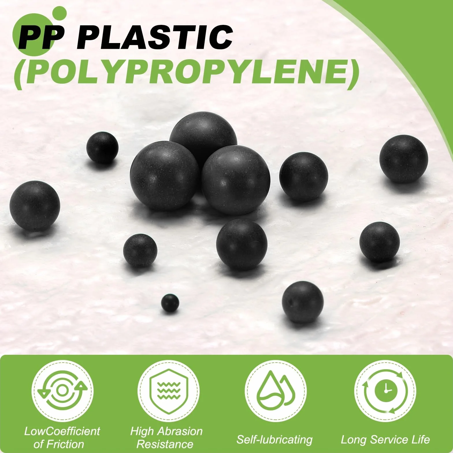 Bolas De Cojinete De Plástico POM 30mm, Plástico Macizas, Precisión G2, Negro