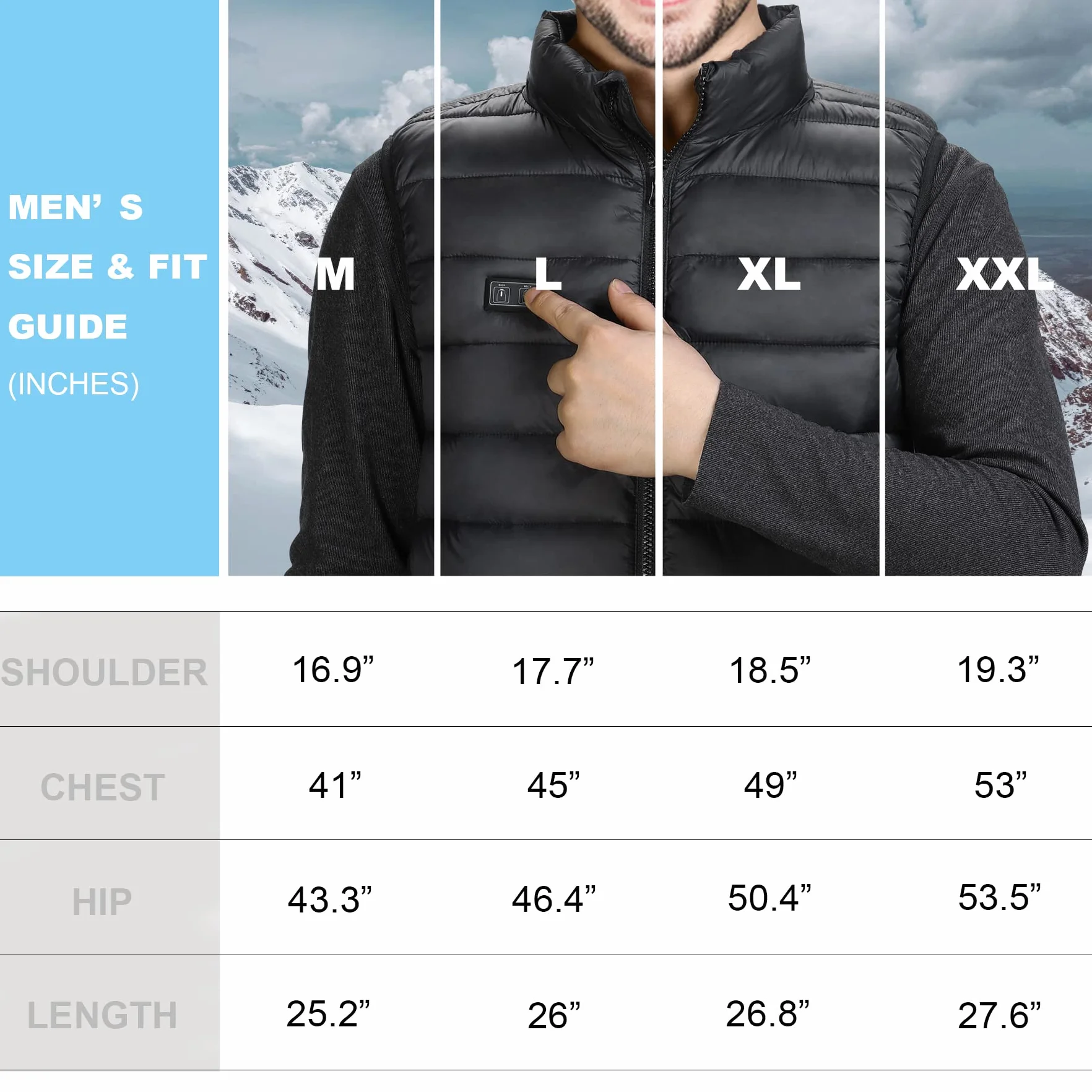 Loowoko Chaleco calefactable hombre con bateria 10000mah, chaqueta calefactable sin mangas ligera, 3 niveles de calor + 4 zonas, Para trabajar al aire libre, ciclismo, moto y esquí