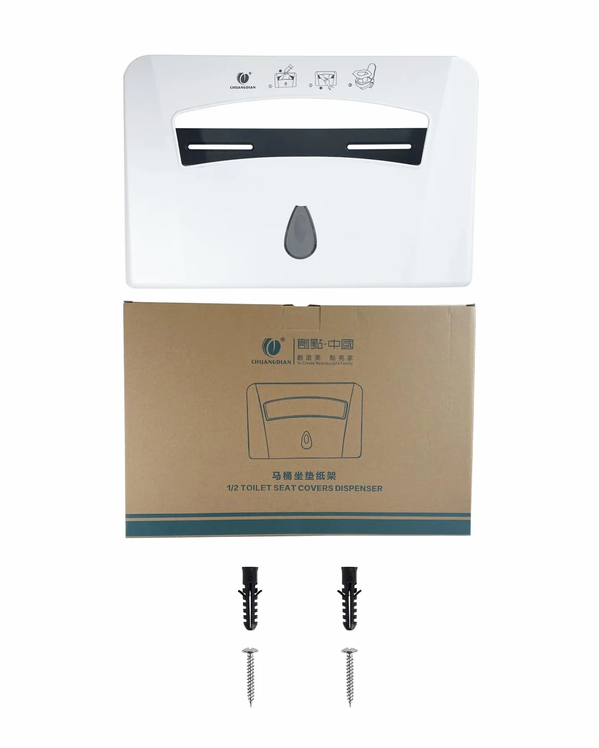 Dispensador de fundas para asiento de inodoro CHUANGDIAN, montado en pared, blanco