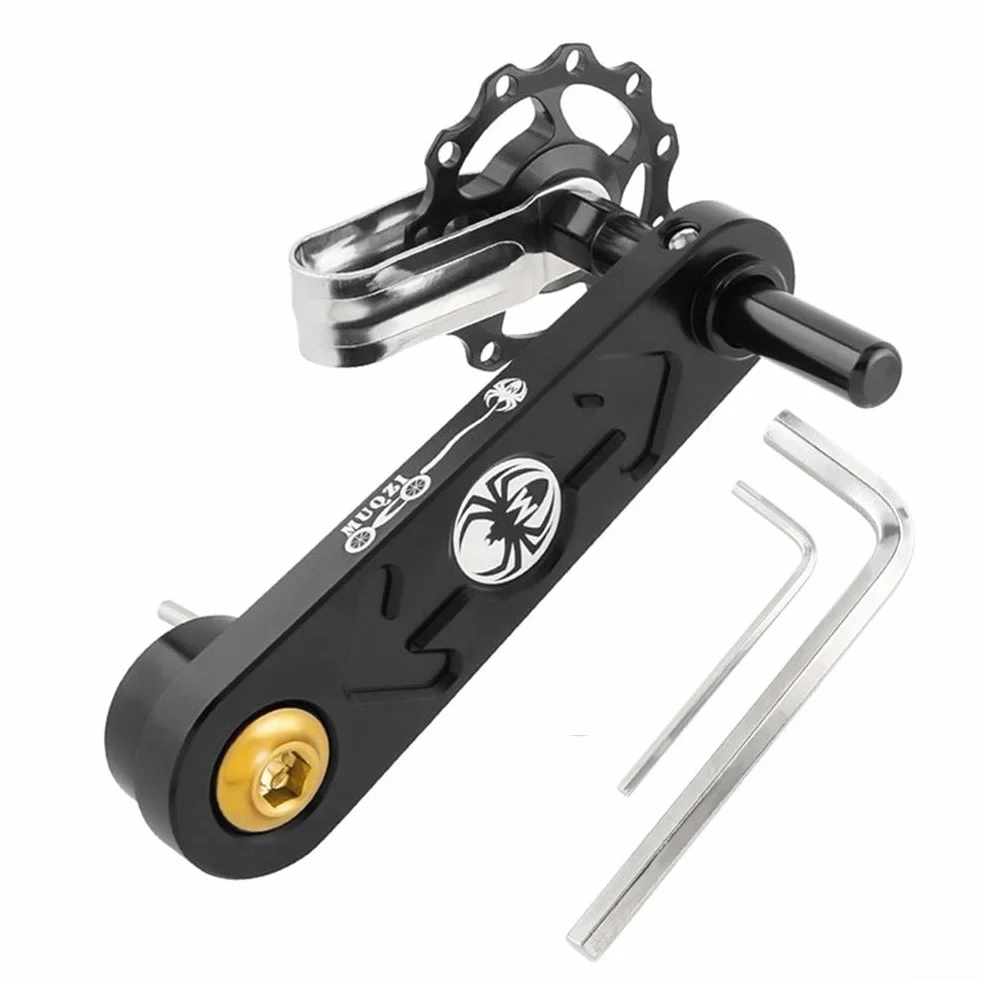 Tensor de cadena de bicicleta MTB Oniissy, adaptador de guía de cadena de una sola velocidad, tensor de rodillo mejorado (negro)