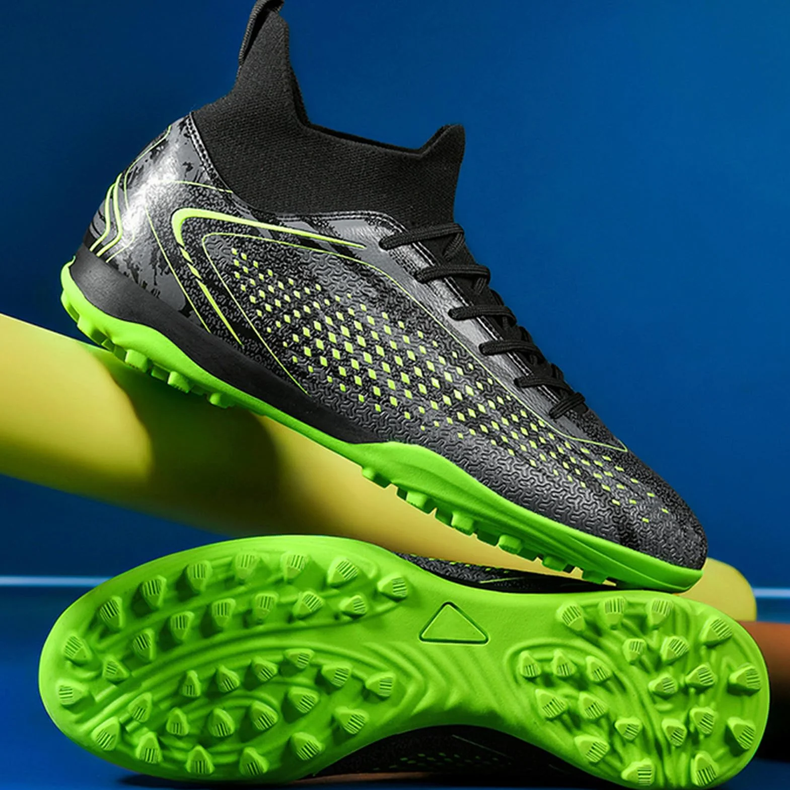 Donbest Botas de Fútbol Niño Zapatos de Fútbol Altos para Césped Artificial Natural e Indoor Zapatillas de Fútbol con Tacos Antideslizantes